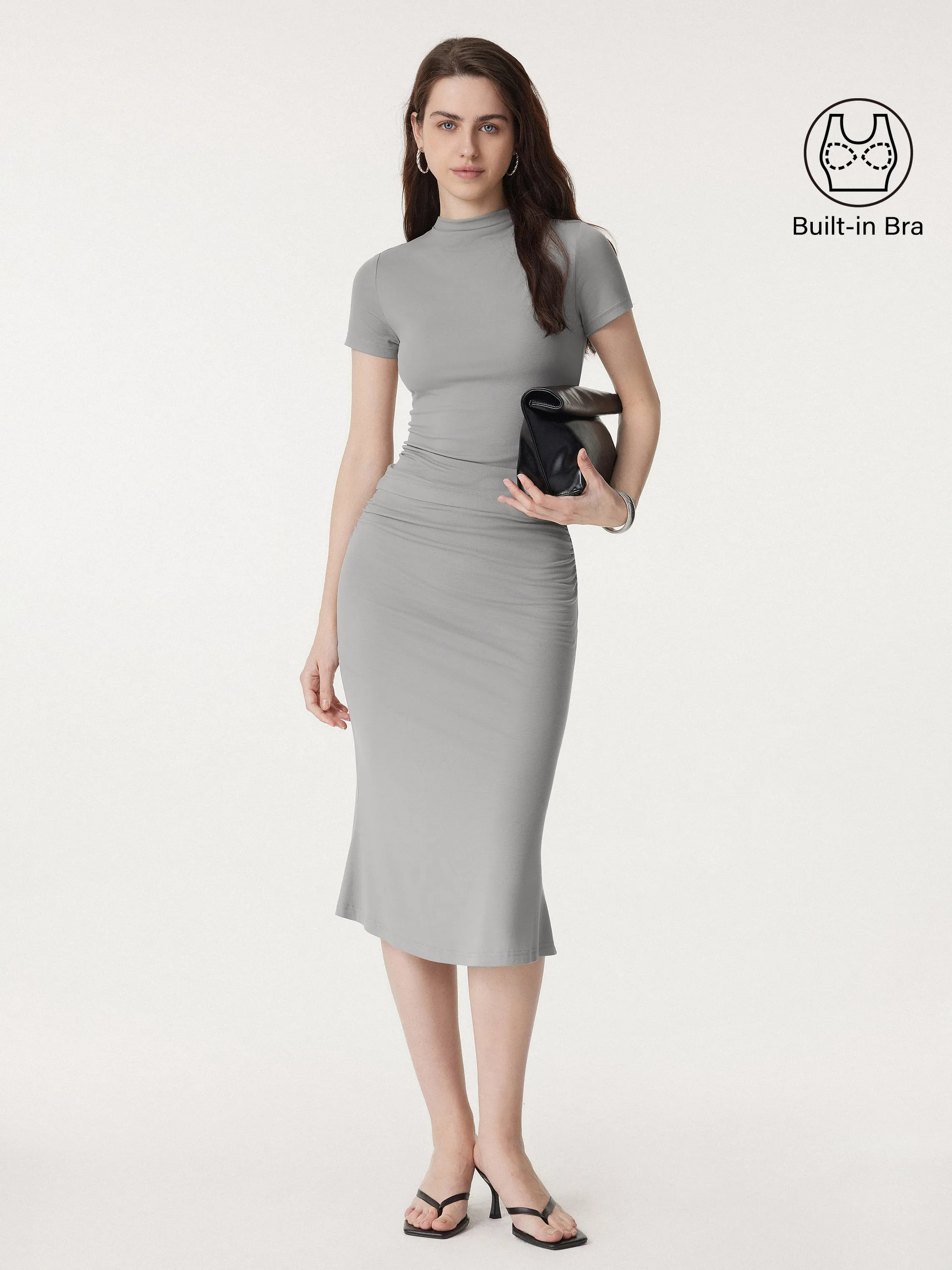 2Pcs Set Mockneck Brami Tee & Mermaid Midi Skirt sold by ogl move product image thumbnail 3