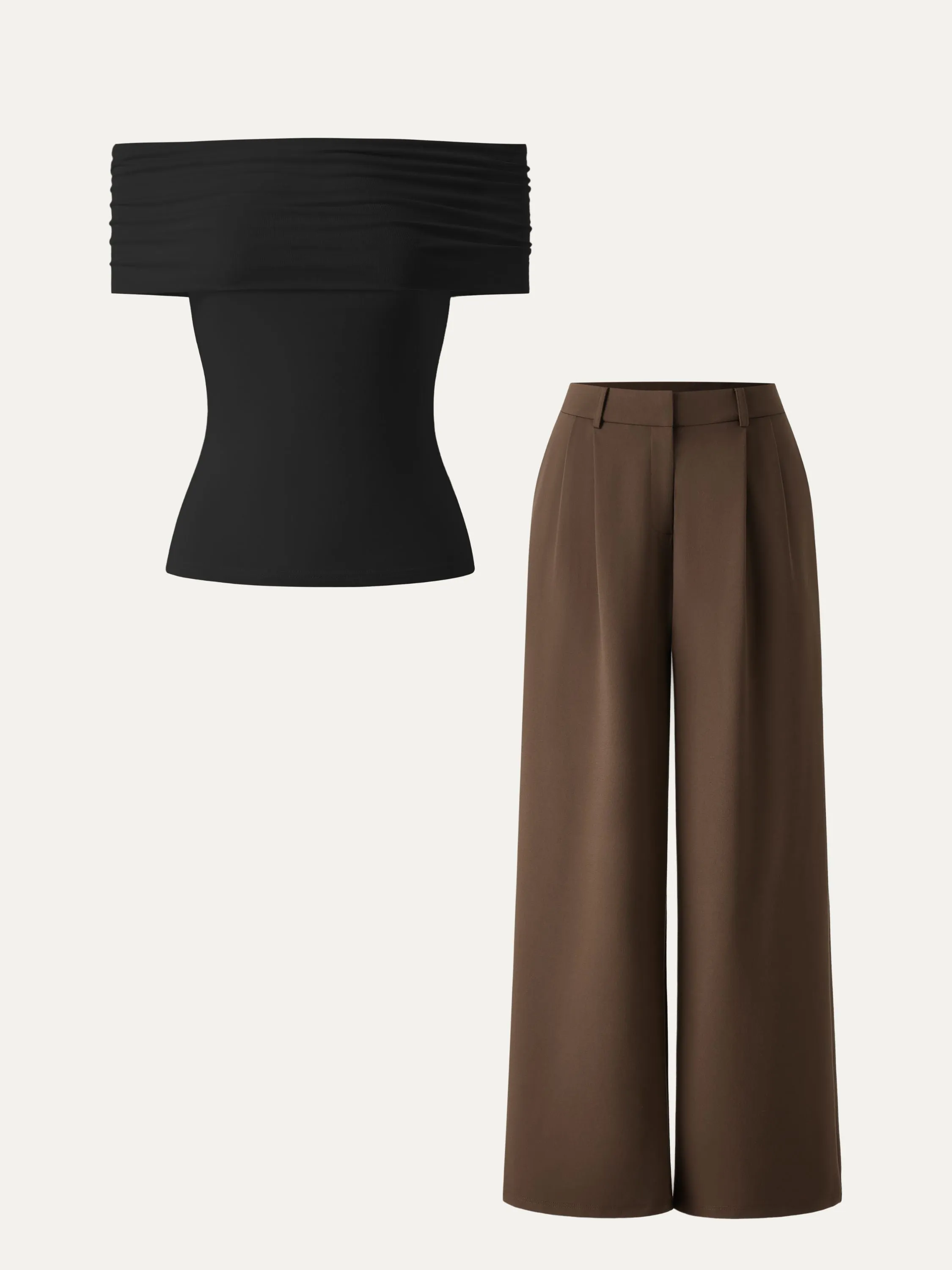 2Pcs Set Off-shoulder Tank & Wide Leg Pant with Pockets sold by ogl move product image thumbnail 4