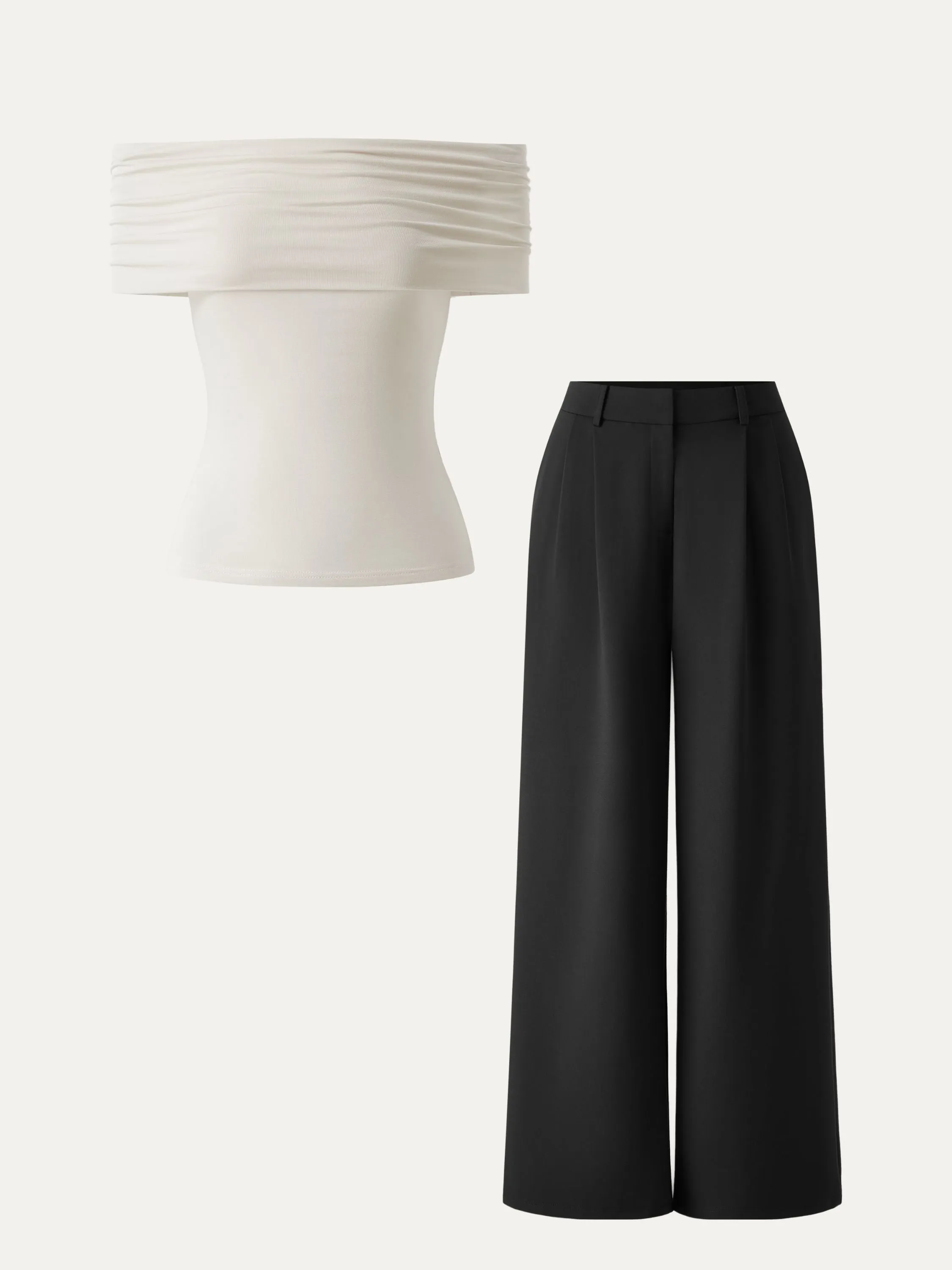 2Pcs Set Off-shoulder Tank & Wide Leg Pant with Pockets sold by ogl move product image thumbnail 5