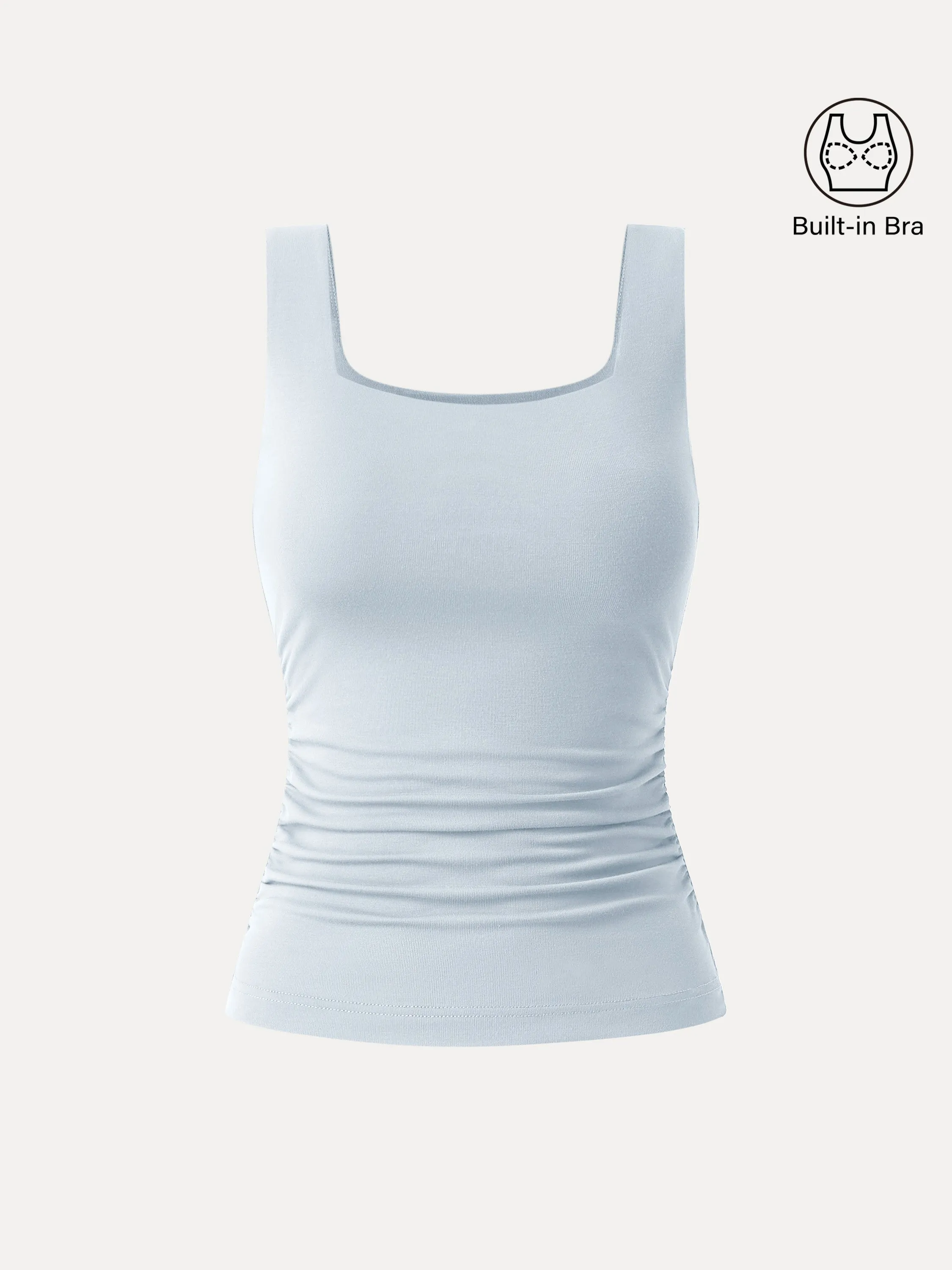 Airy Square Neck Side Ruched Brami Tank sold by ogl move product image thumbnail 2