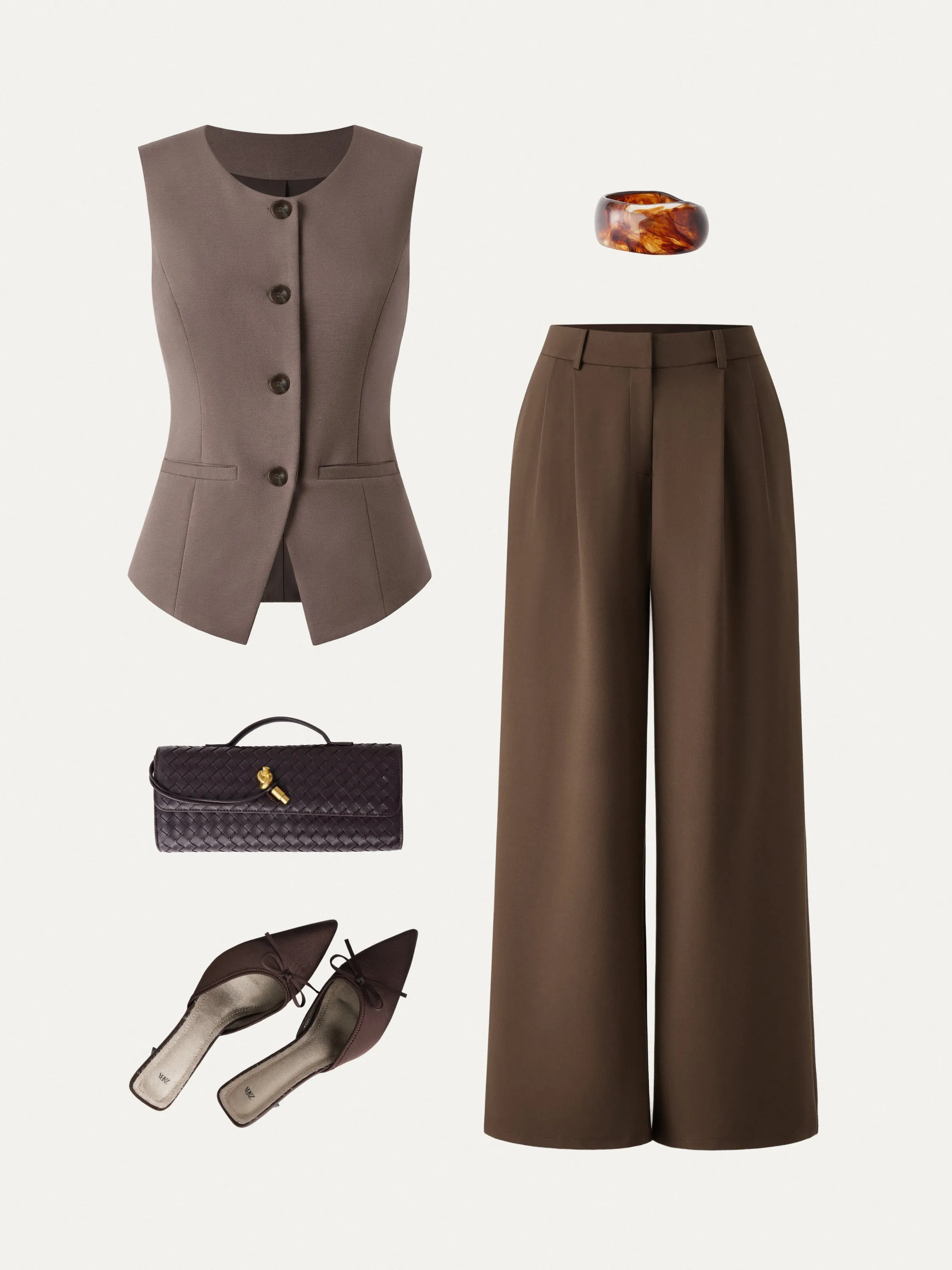 2Pcs Set Waistcoat with Pockets & Wide Leg Pant with Pockets sold by OGLmove