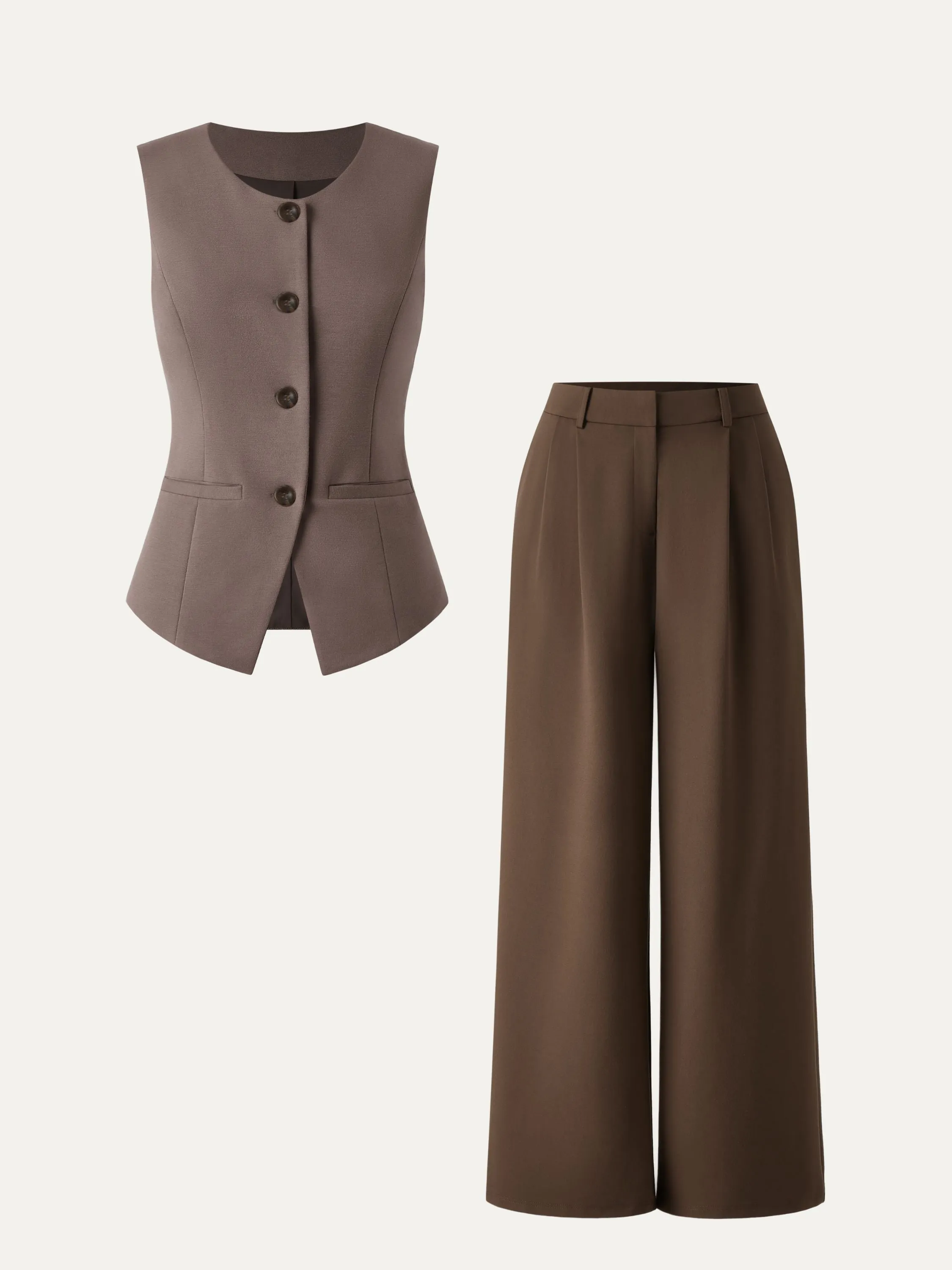 2Pcs Set Waistcoat with Pockets & Wide Leg Pant with Pockets sold by ogl move