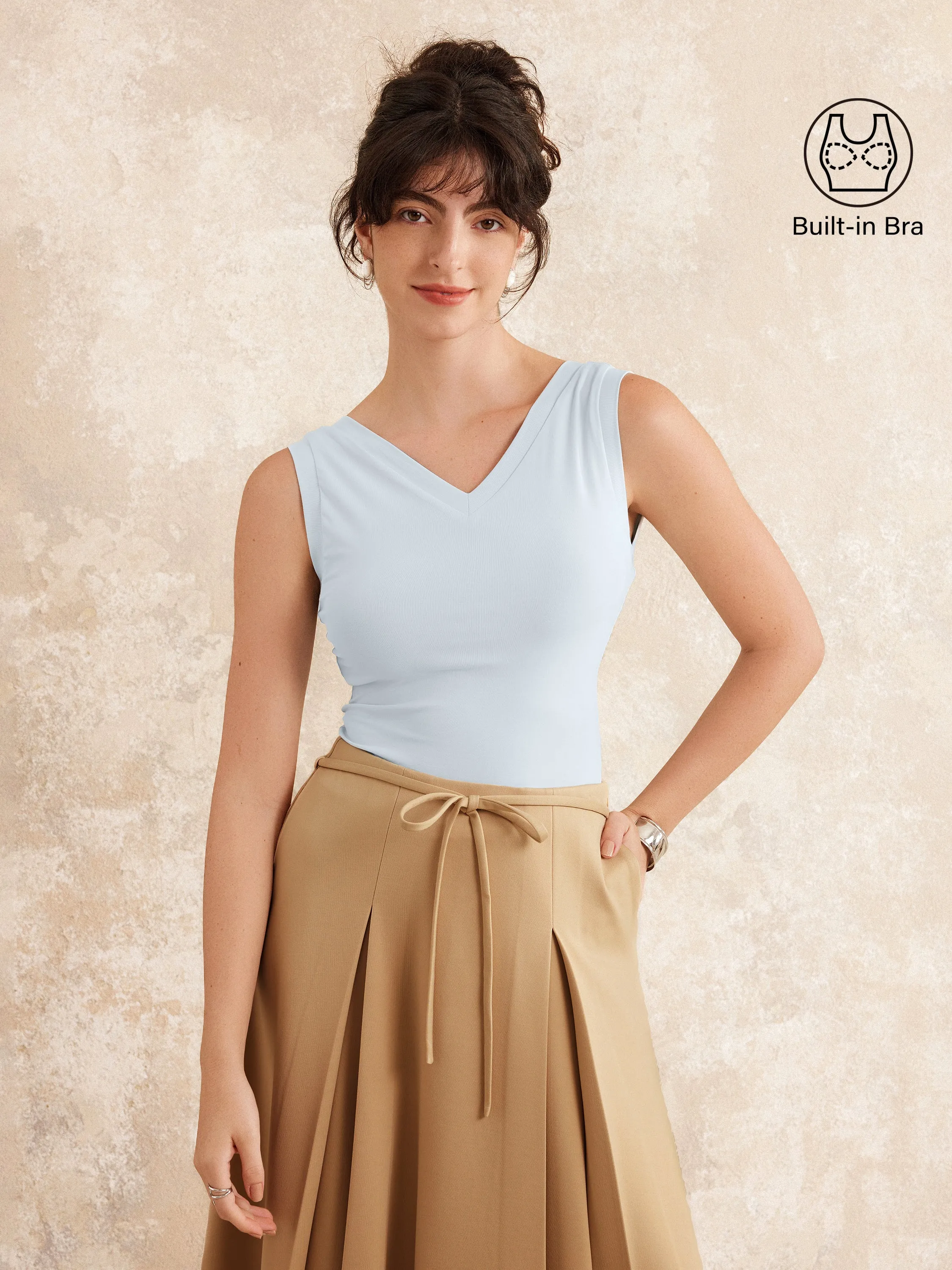 Double V-Neck Low Back Brami Tank sold by ogl move product image thumbnail 3