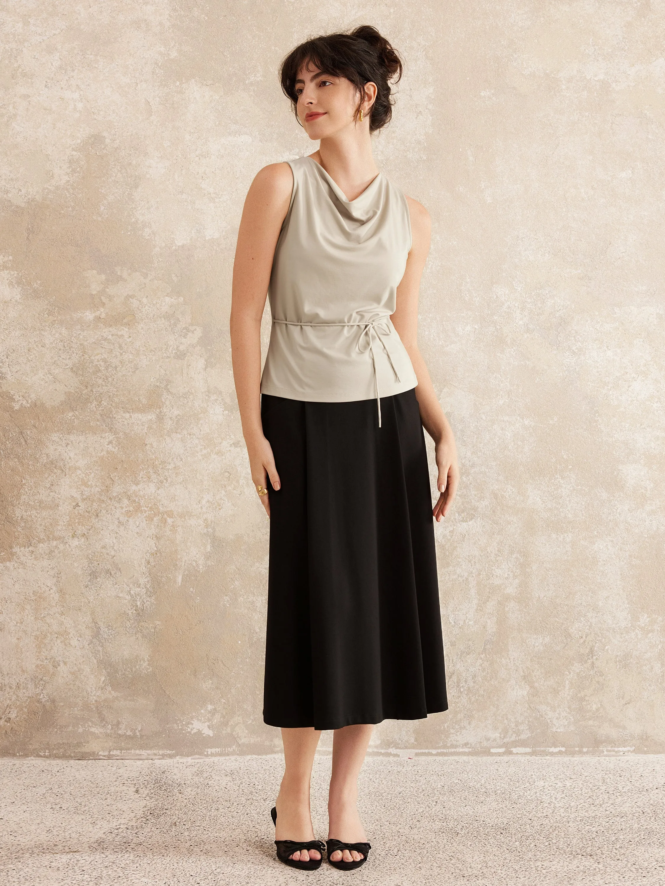 Breezy Cowl Neck Adjustable Tie Tank sold by ogl move product image thumbnail 4