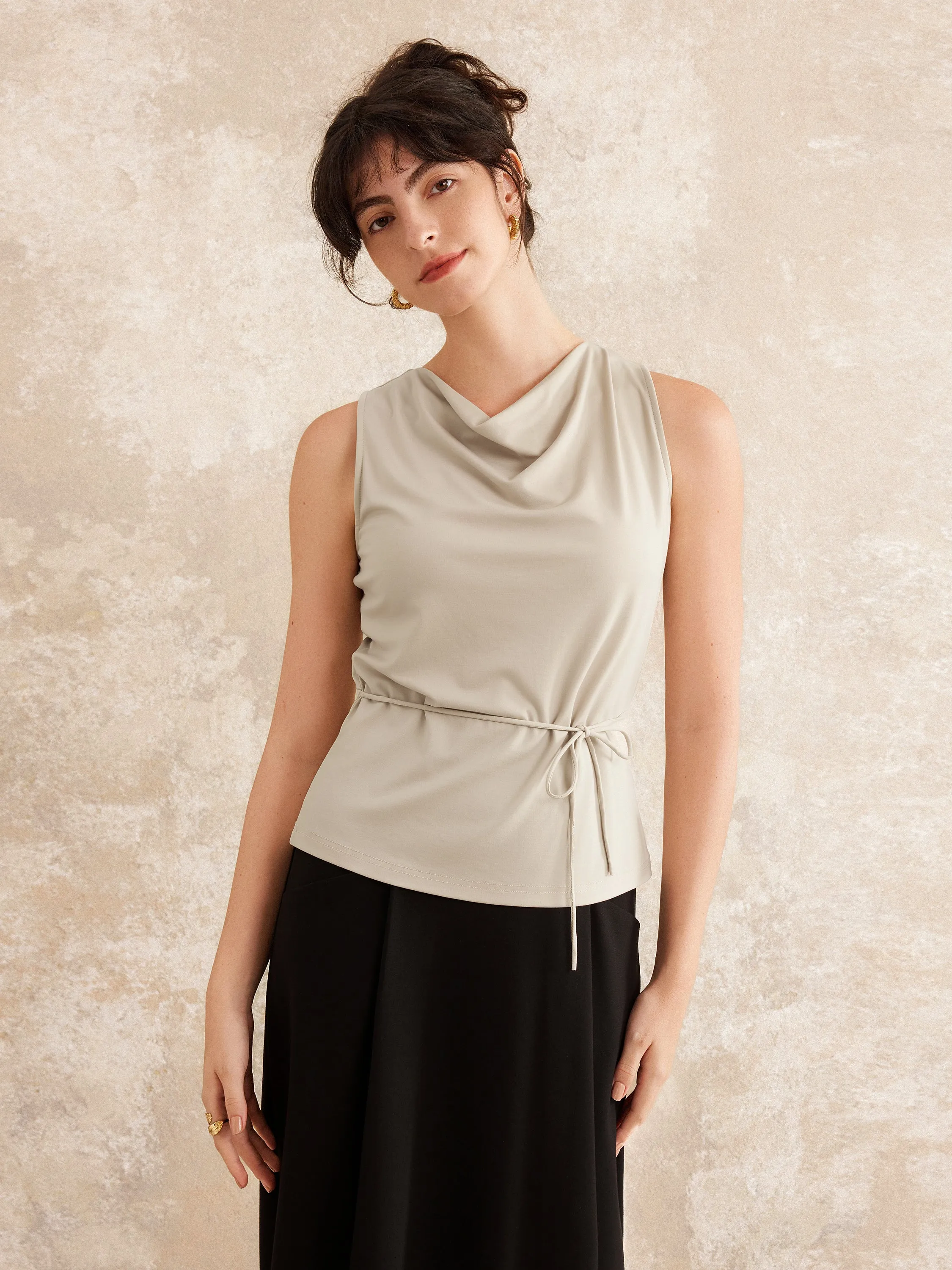 Breezy Cowl Neck Adjustable Tie Tank sold by ogl move