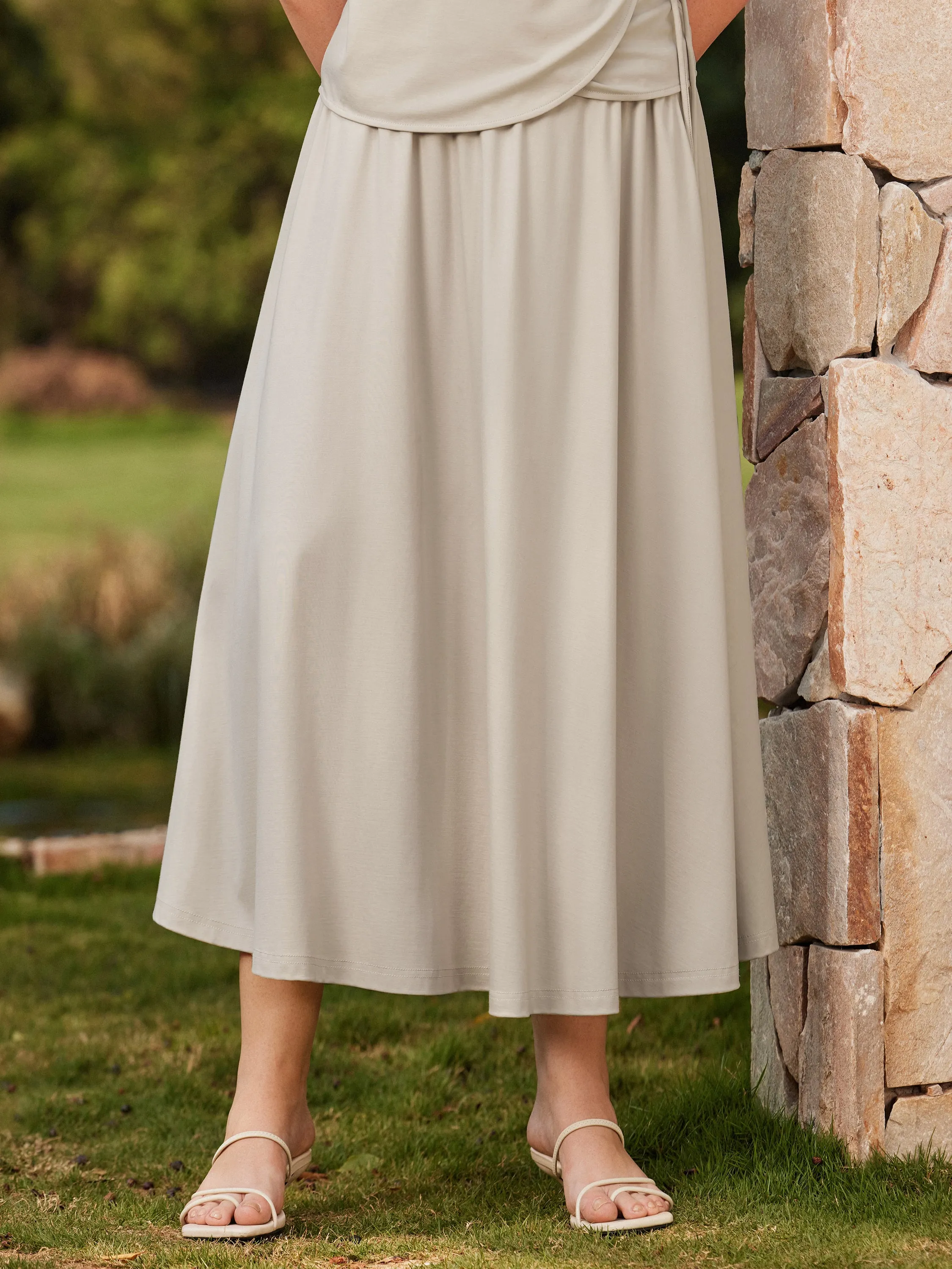 Breezy Mid Rise Umbrella Midi Skirt with Pockets sold by ogl move product image thumbnail 2