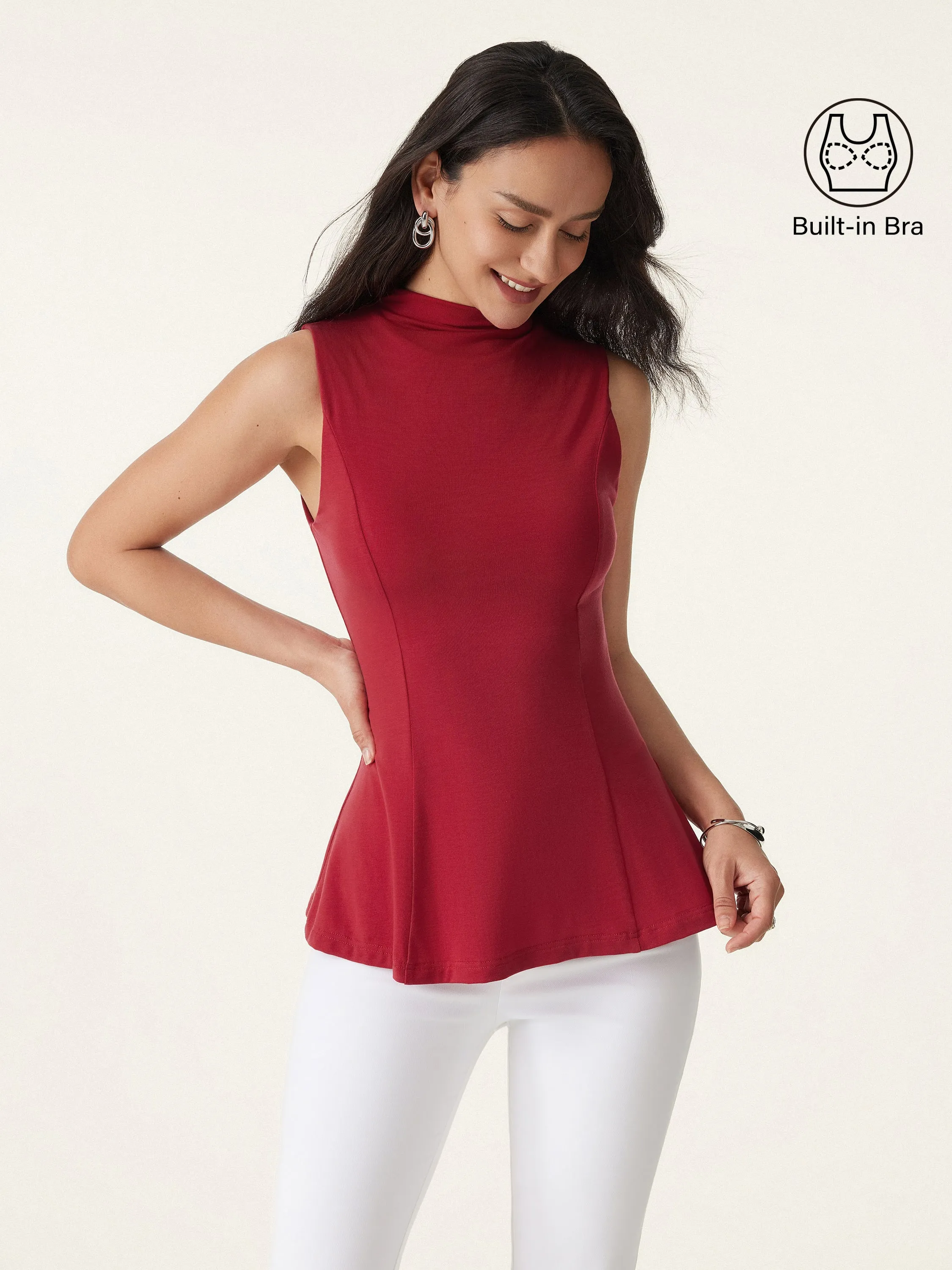 Tencel Silky Mockneck Flared Sculpt Brami Tank sold by ogl move product image thumbnail 3