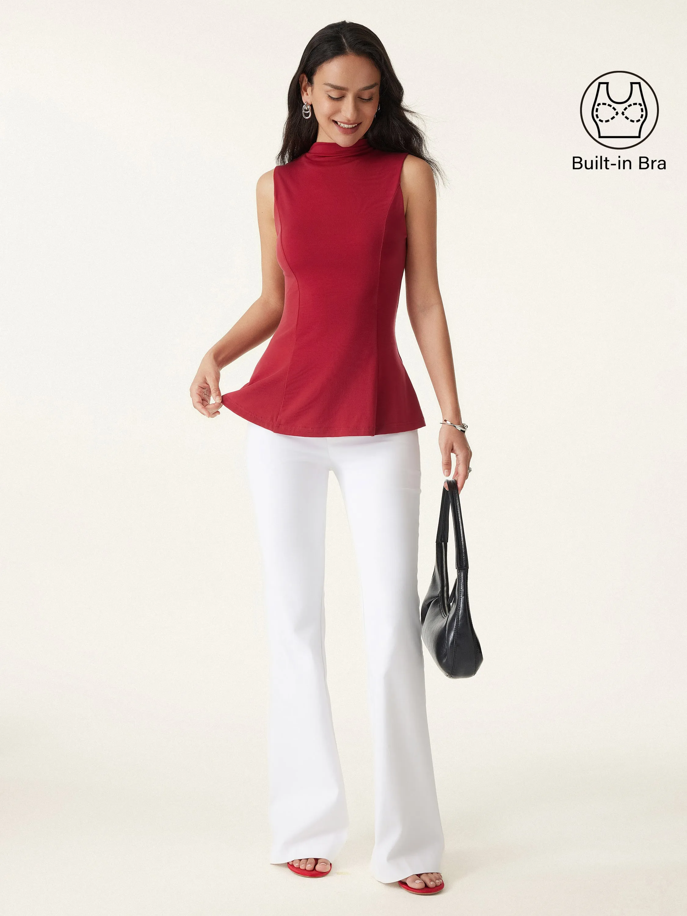 Tencel Silky Mockneck Flared Sculpt Brami Tank sold by ogl move