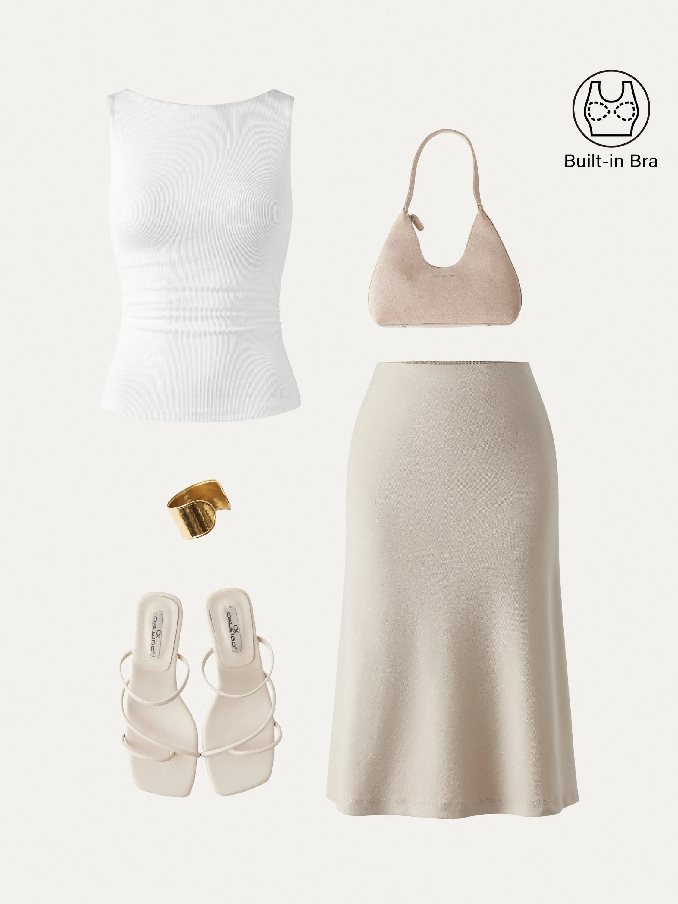 2Pcs Set Open Back Brami Tank & A-line Midi Skirt with Pockets sold by ogl move