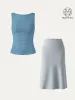 2Pcs Set Open Back Brami Tank & A-line Midi Skirt with Pockets sold by ogl move
