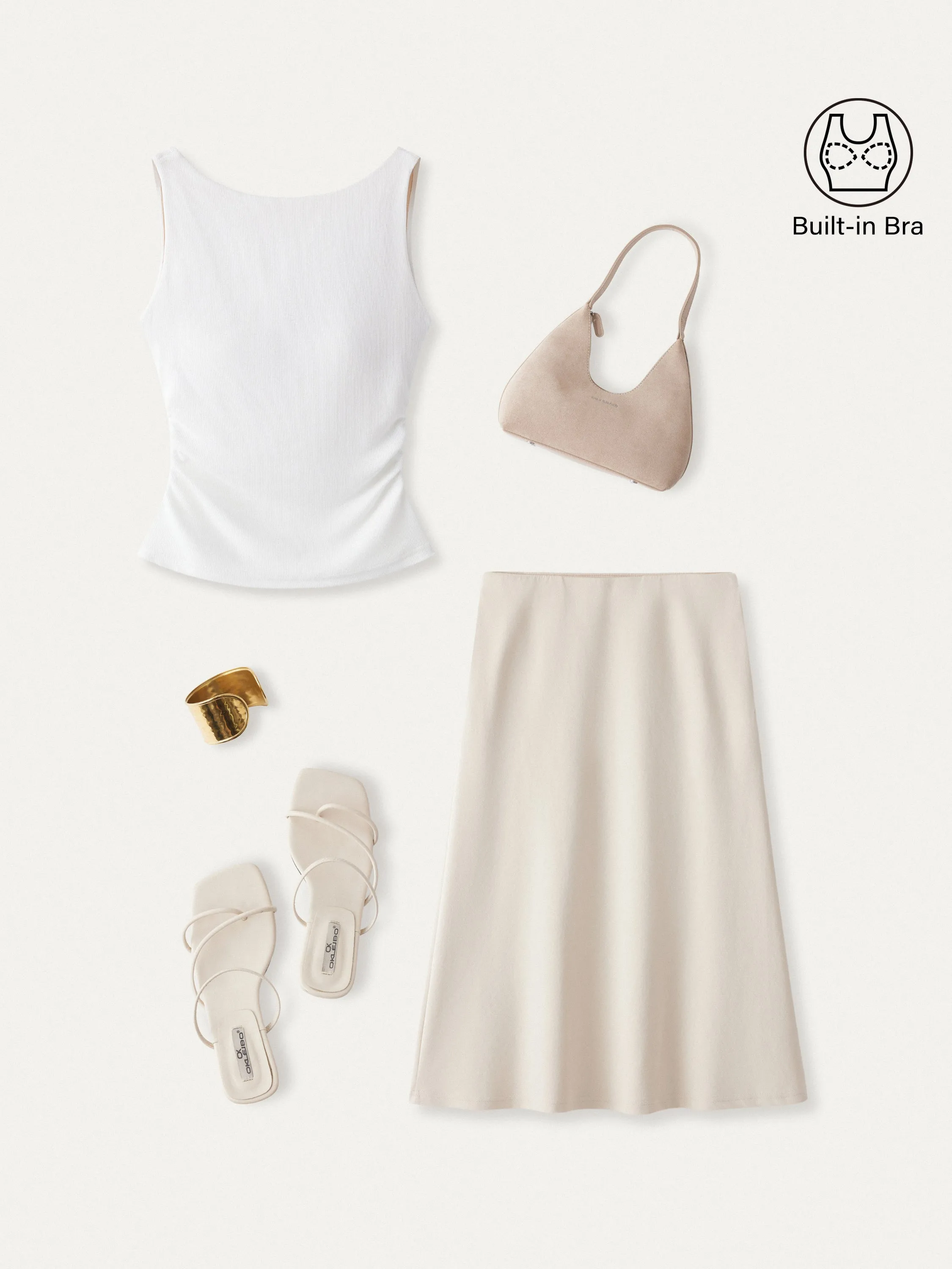 2Pcs Set Open Back Brami Tank & A-line Midi Skirt with Pockets sold by ogl move