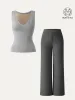 2Pcs Set V-neck Cotton Brami Tank & Mid Rise Straight Pant with Pockets sold by ogl move
