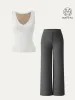 2Pcs Set V-neck Cotton Brami Tank & Mid Rise Straight Pant with Pockets sold by ogl move