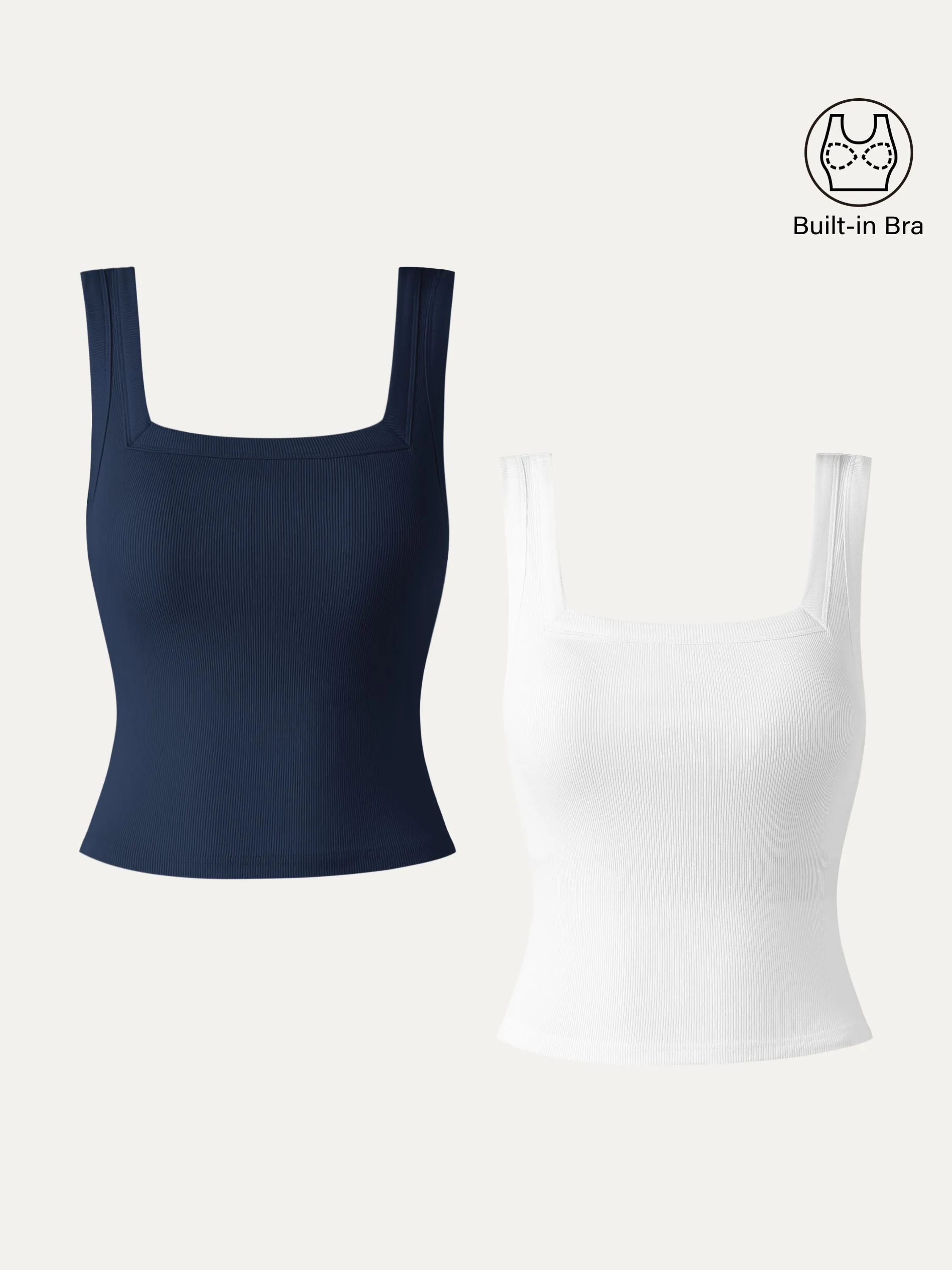 2Pcs Set Cropped Slinky Square Open-Back Brami Tank Top sold by OGLmove