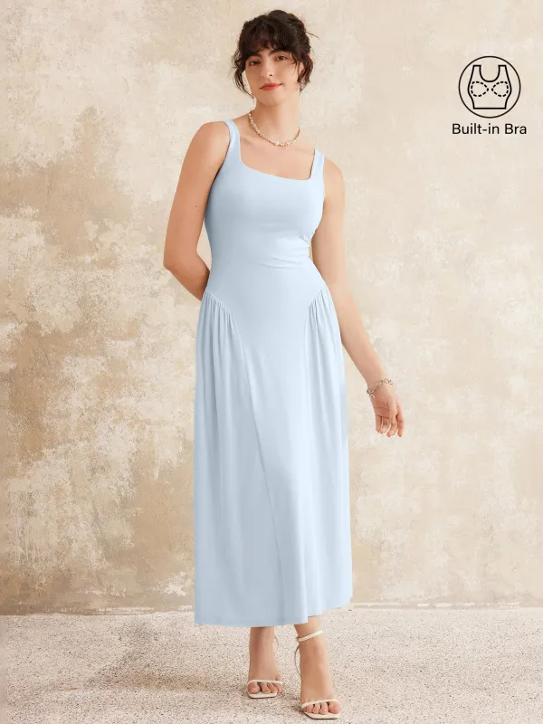 Cinderella Square Neck Low Back Midi Brami Dress with Pockets sold by ogl move