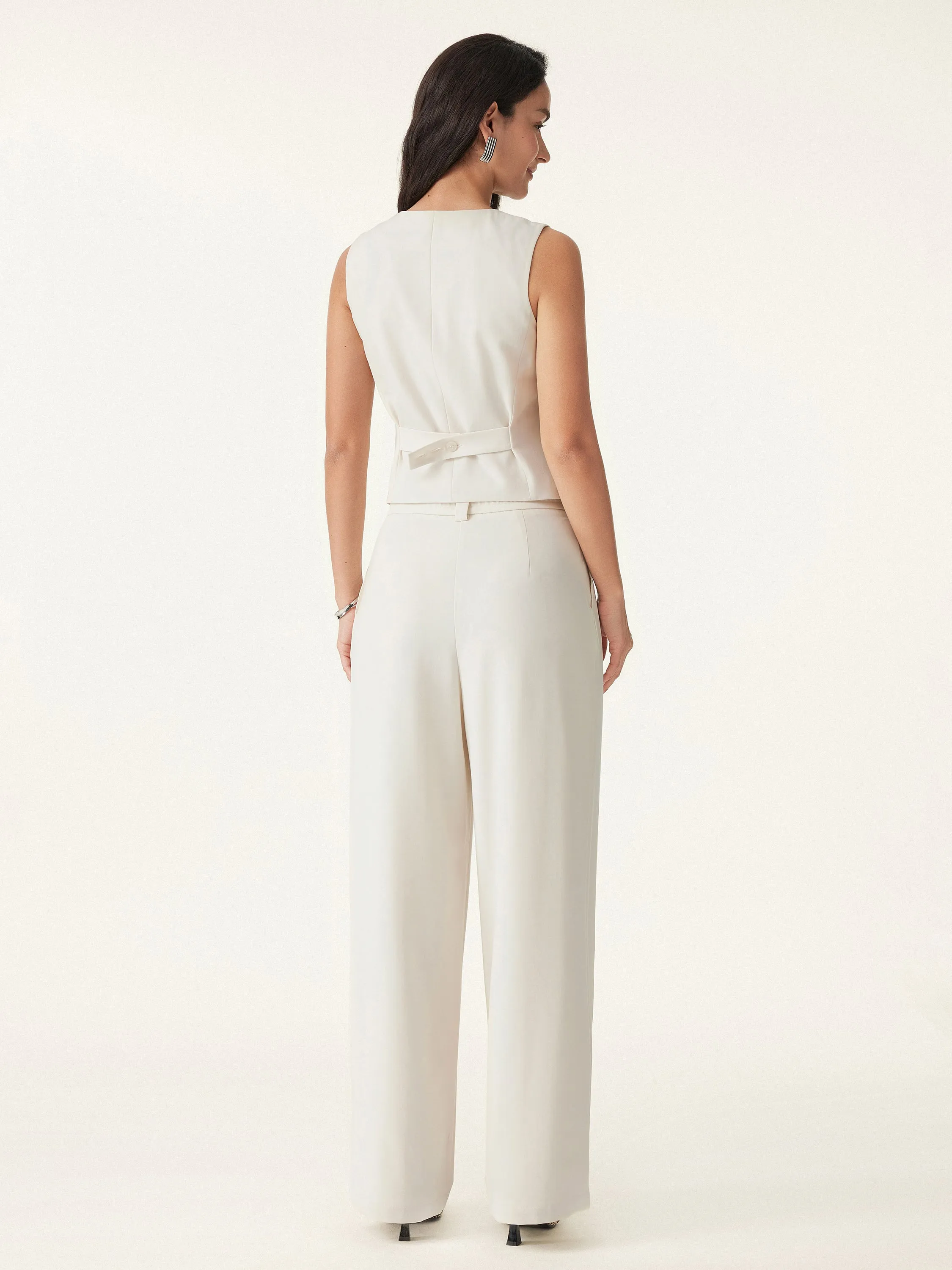 2Pcs Set Tencel-Linen Waistcoat & Mid Rise Tucked Wide Leg Trouser sold by ogl move product image thumbnail 3