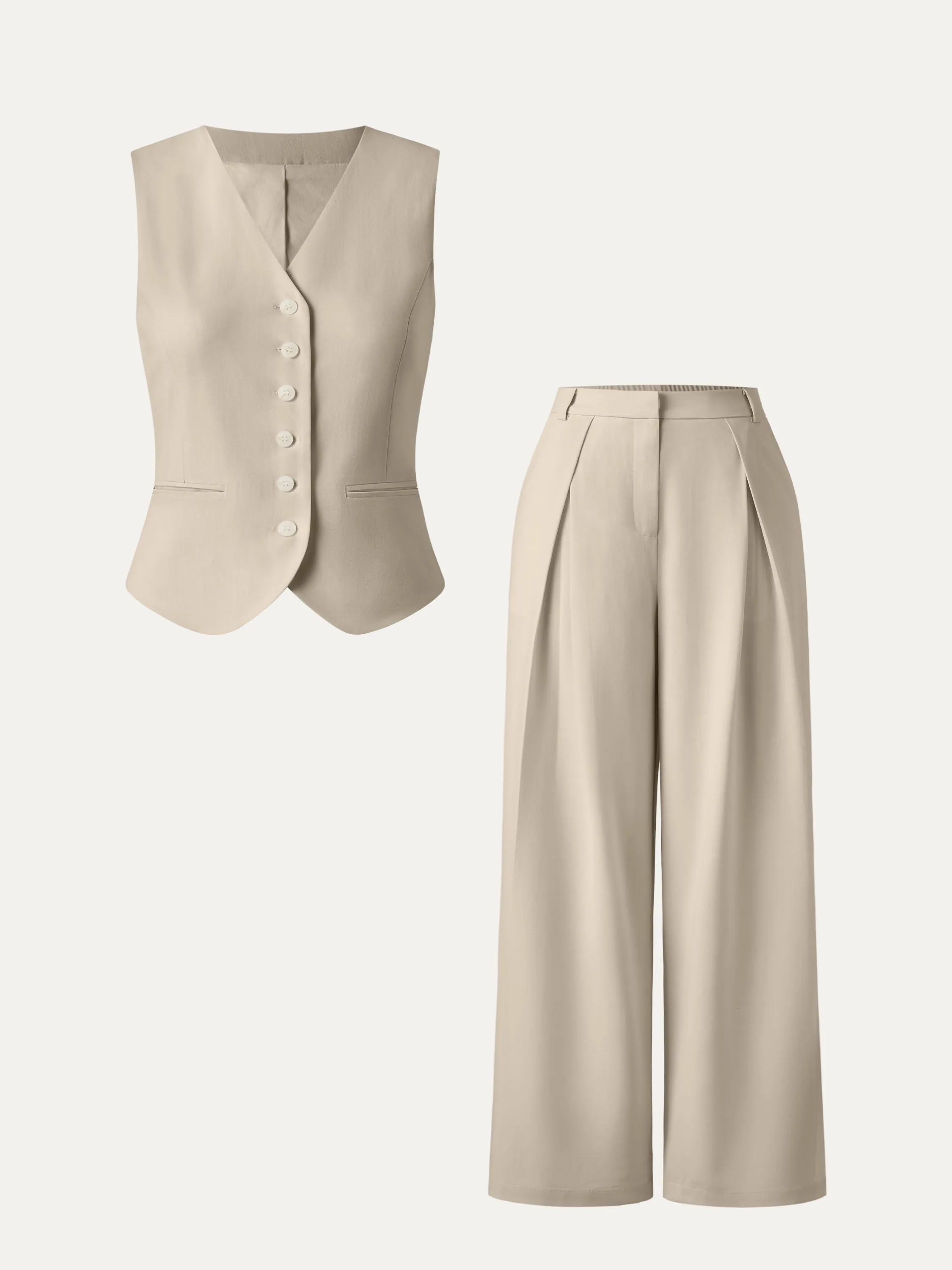 2Pcs Set Tencel-Linen Waistcoat & Mid Rise Tucked Wide Leg Trouser sold by ogl move product image thumbnail 5