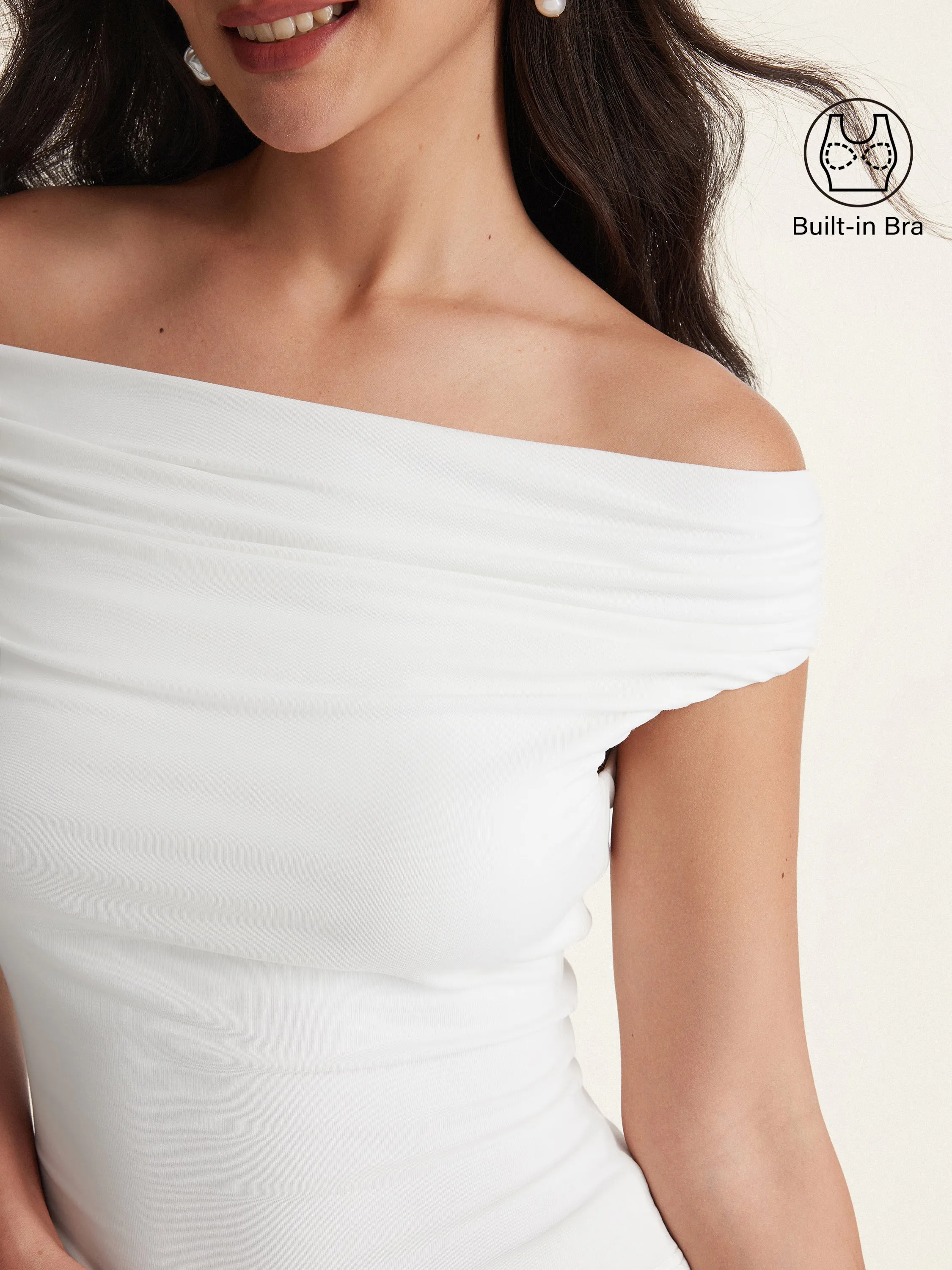 Ruched Off-shoulder New Airy Brami Top sold by ogl move product image thumbnail 4