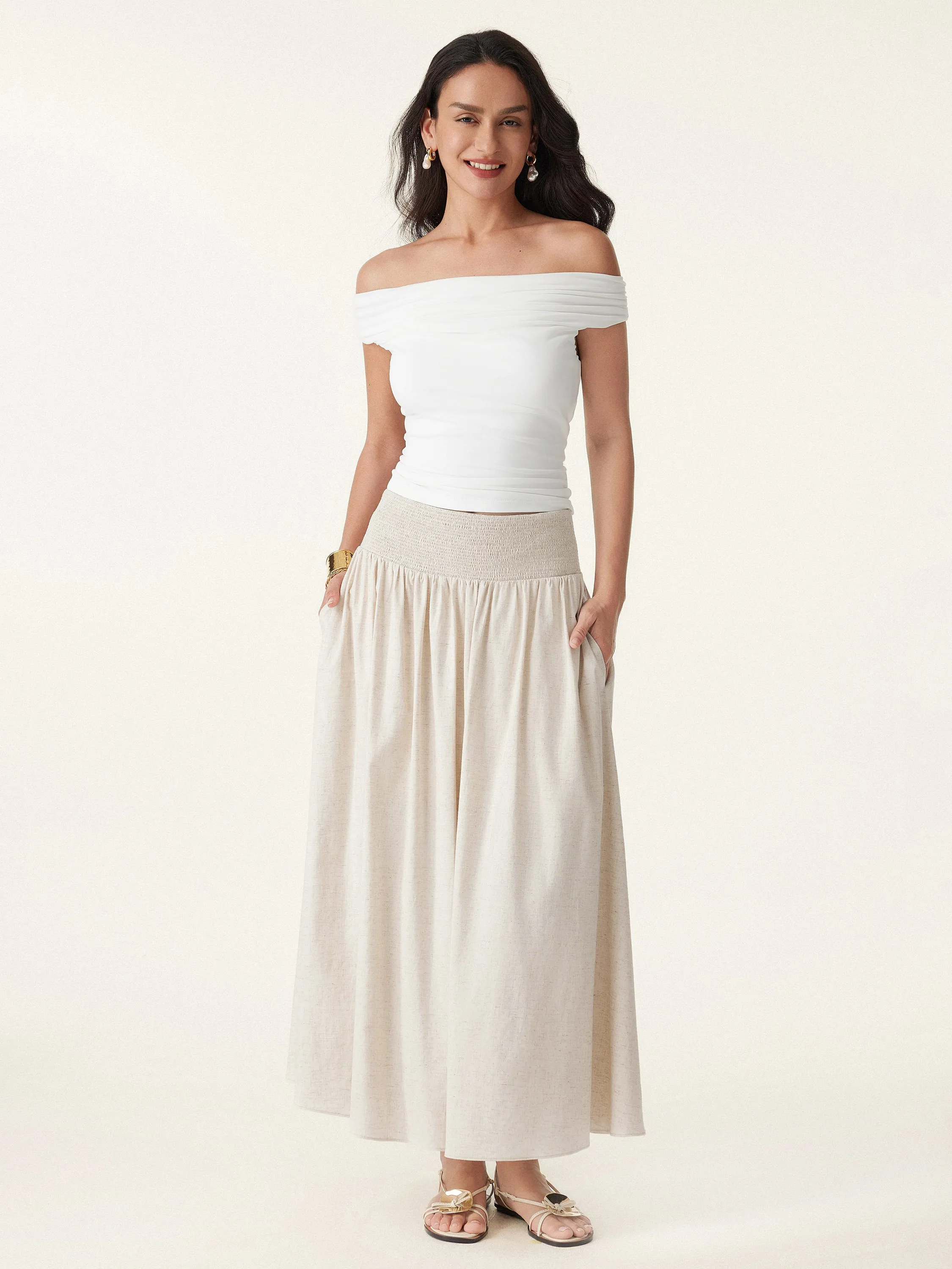 Ruched Off-shoulder New Airy Brami Top sold by ogl move product image thumbnail 3
