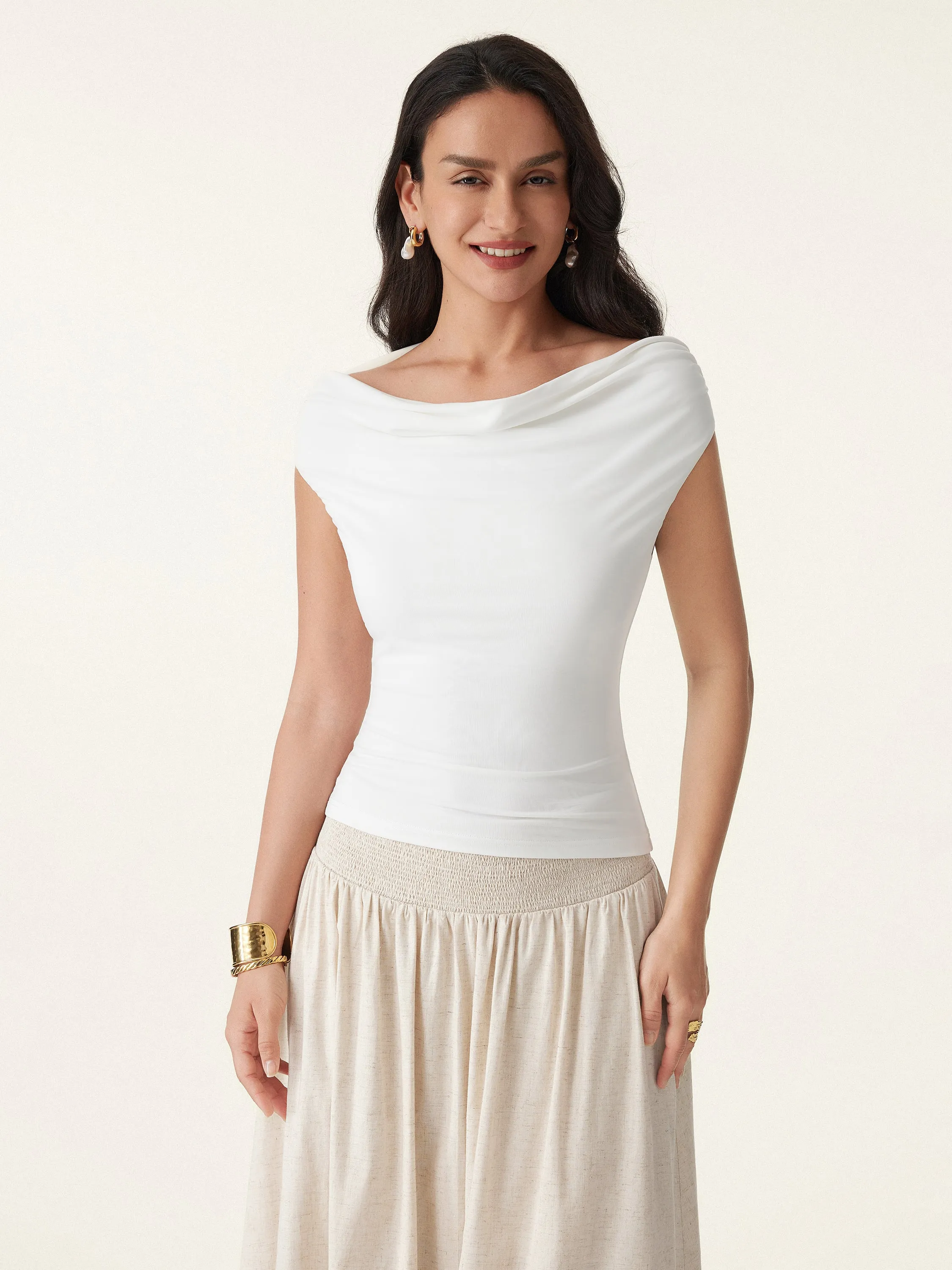 Ruched Off-shoulder New Airy Brami Top sold by ogl move product image thumbnail 5