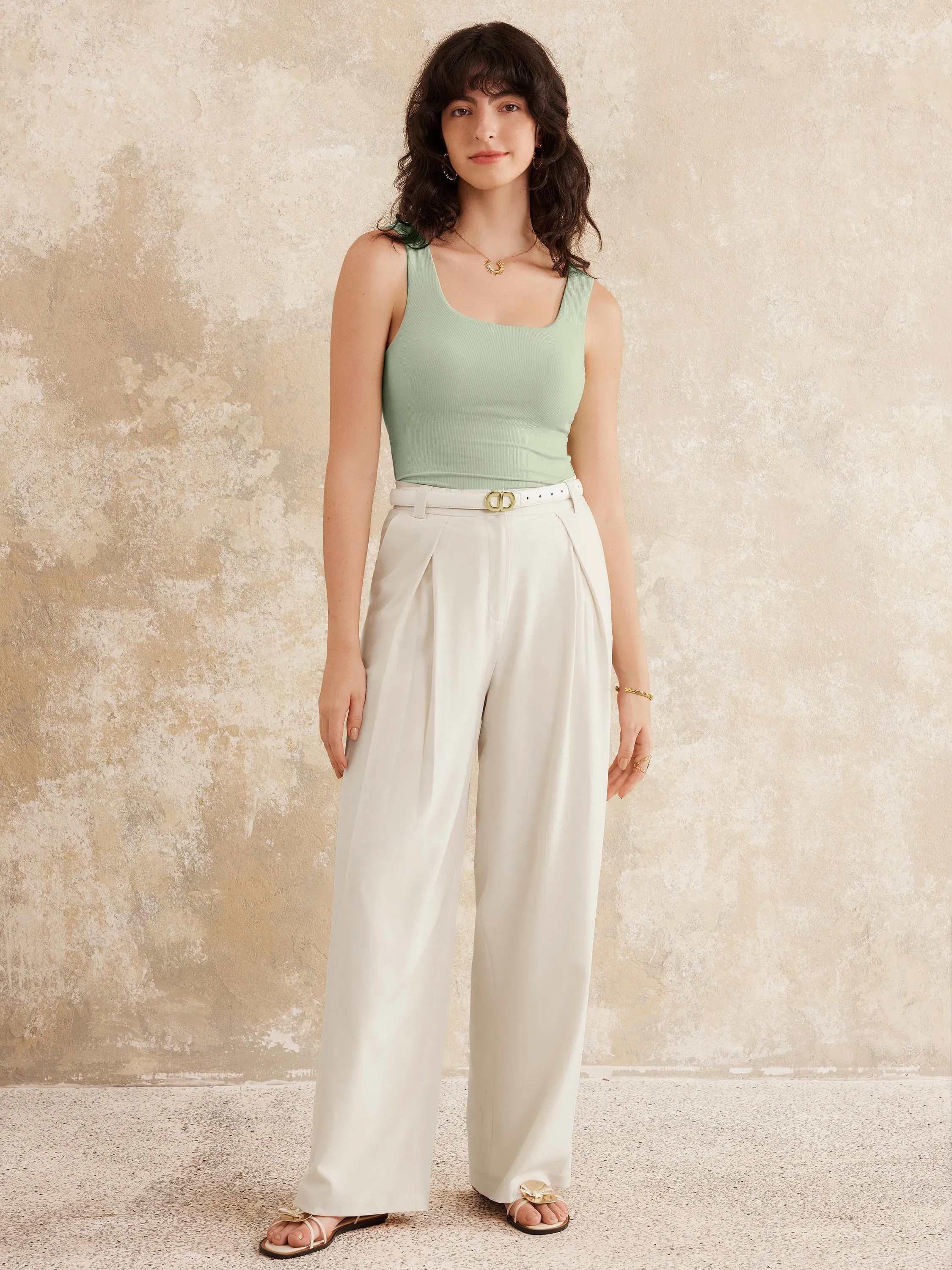 Square Neck Ribbed Low Back New Airy Brami Tank sold by ogl move product image thumbnail 3