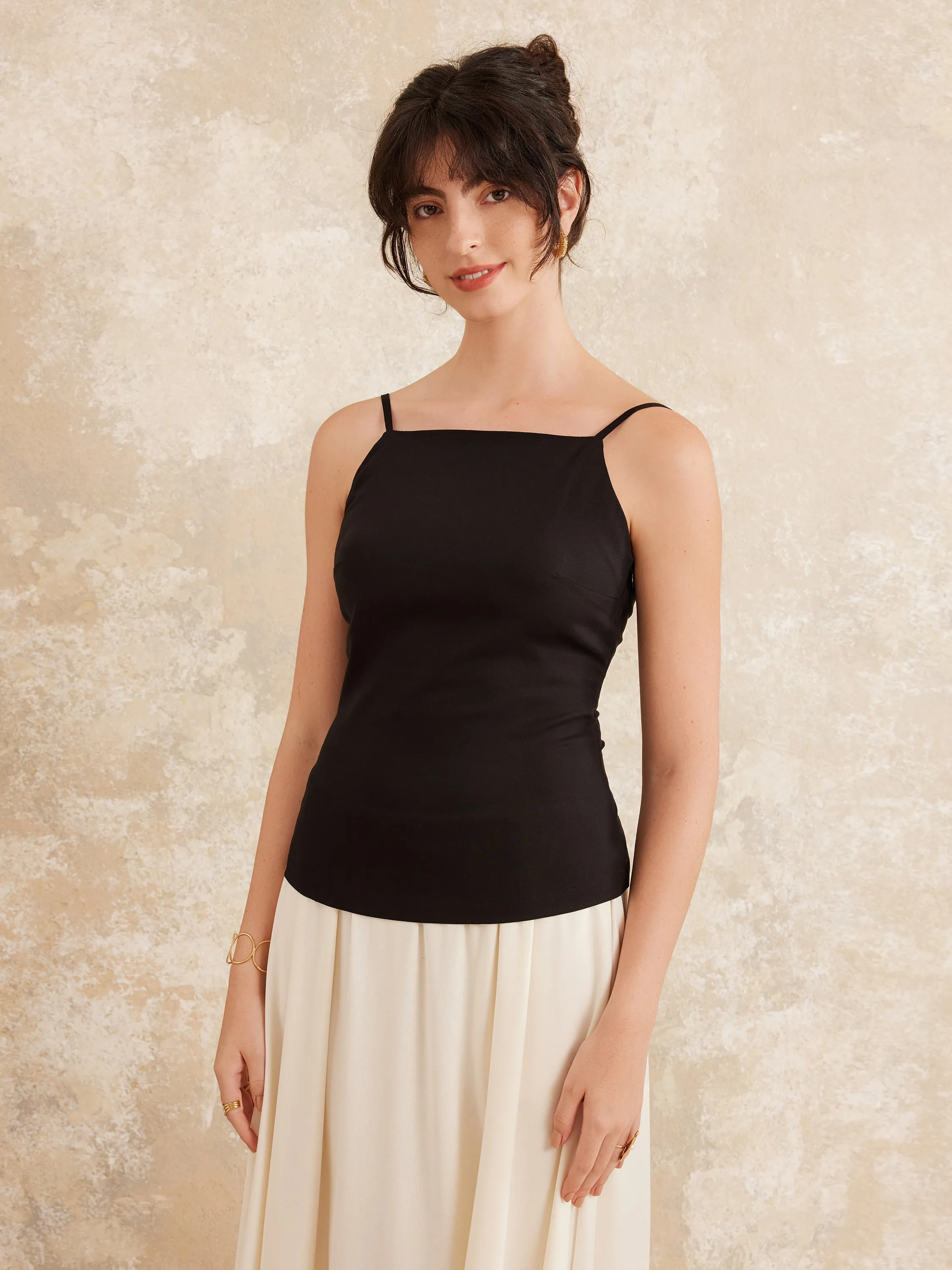 Boatneck Smocked Back Adjustable Strap Top sold by ogl move