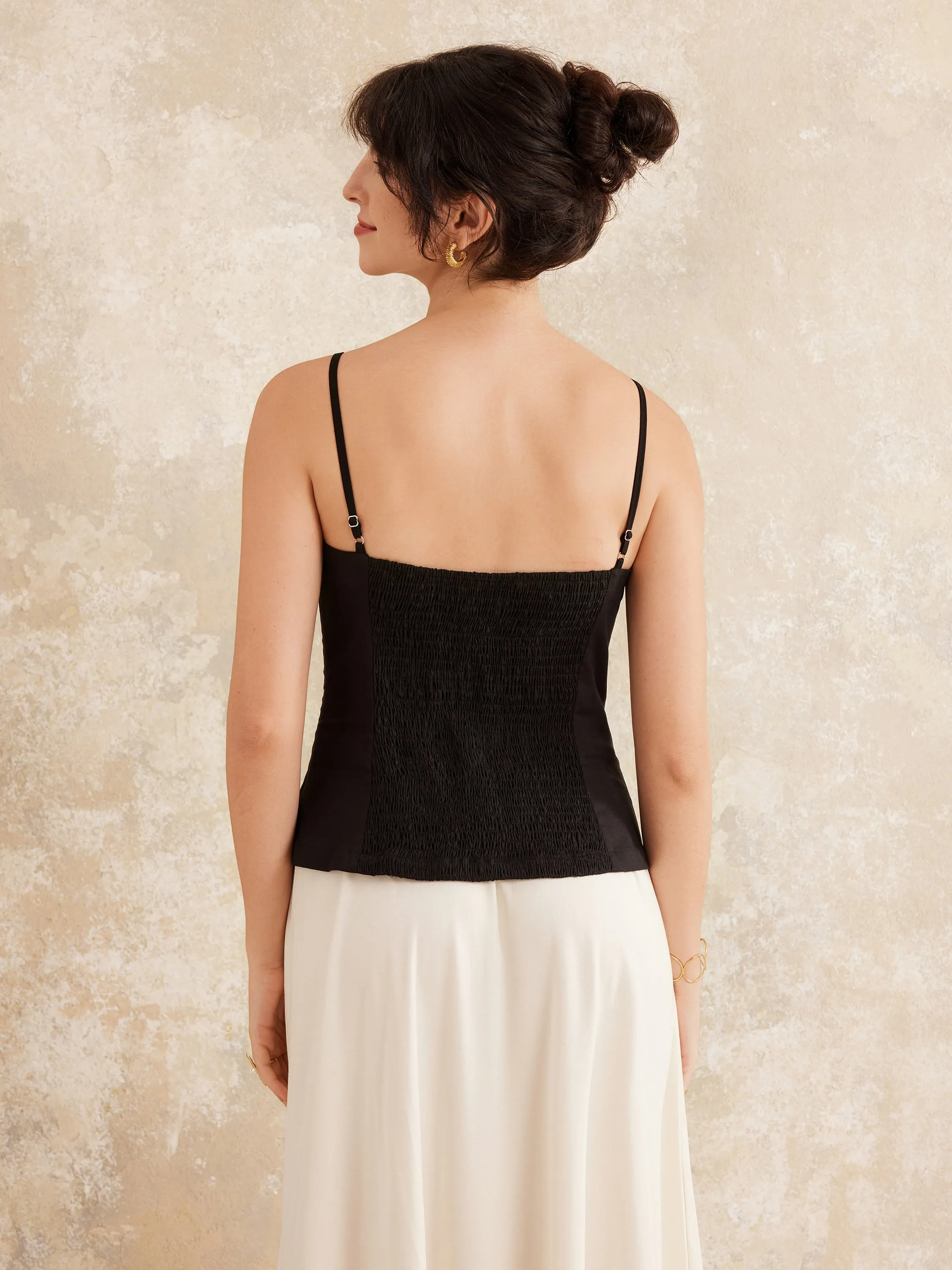 Boatneck Smocked Back Adjustable Strap Top sold by ogl move product image thumbnail 2