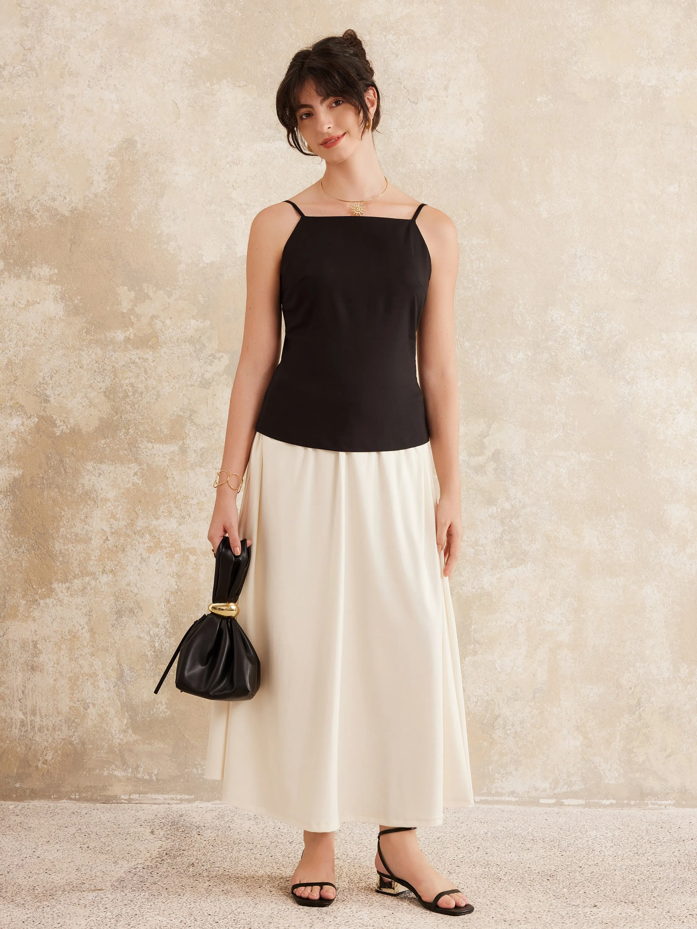 Boatneck Smocked Back Adjustable Strap Top sold by ogl move product image thumbnail 4