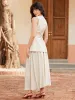 2Pcs Set Crewneck Long Waistcoat & Smocked Waist Skirt with Pockets sold by ogl move