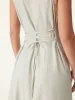 European Linen Waist-cinch Boatneck Button-up Midi Dress with Pockets sold by ogl move