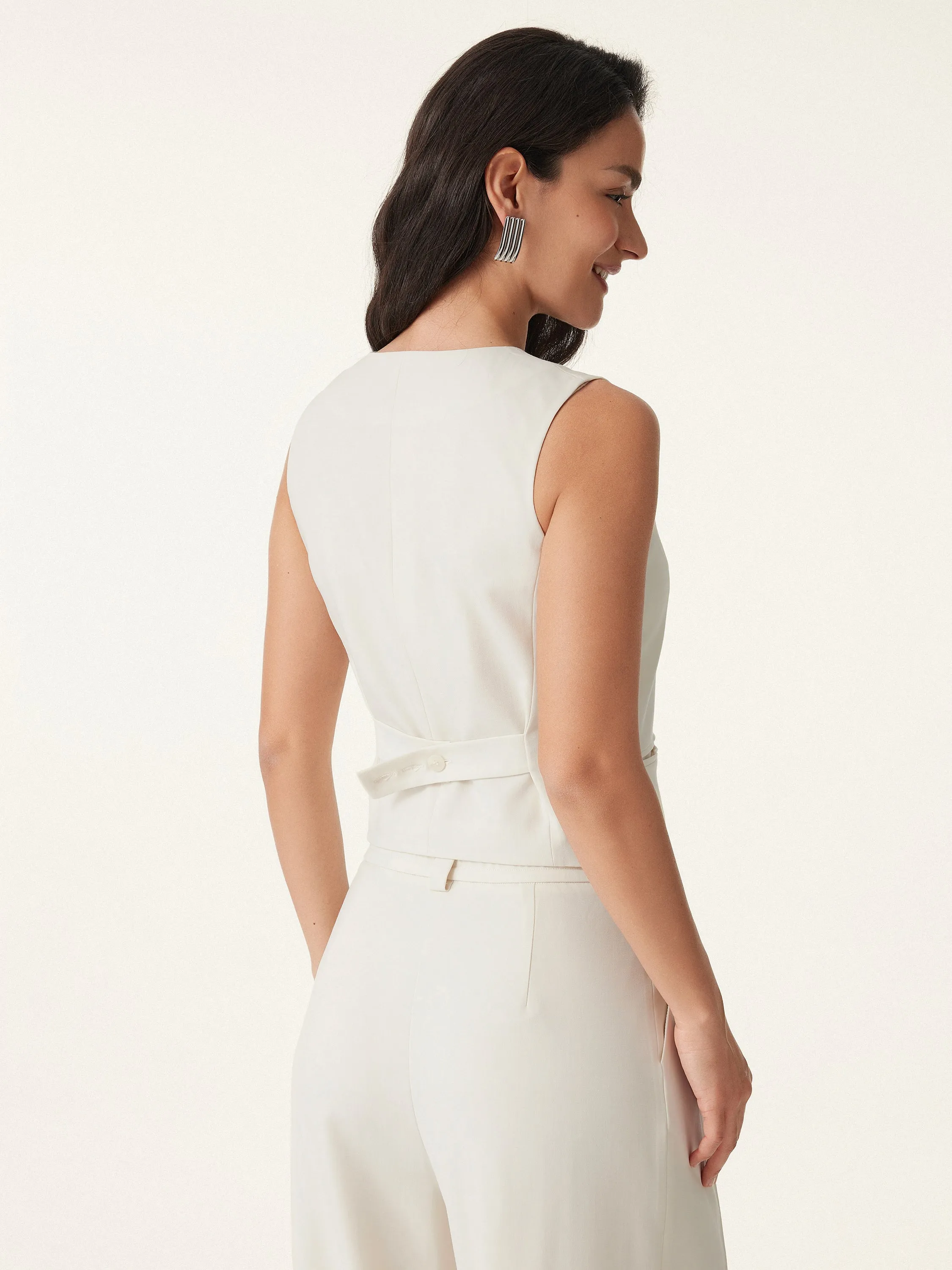 Tencel-Linen Wrinkle-Free Waistcoat with Pockets sold by ogl move product image thumbnail 2