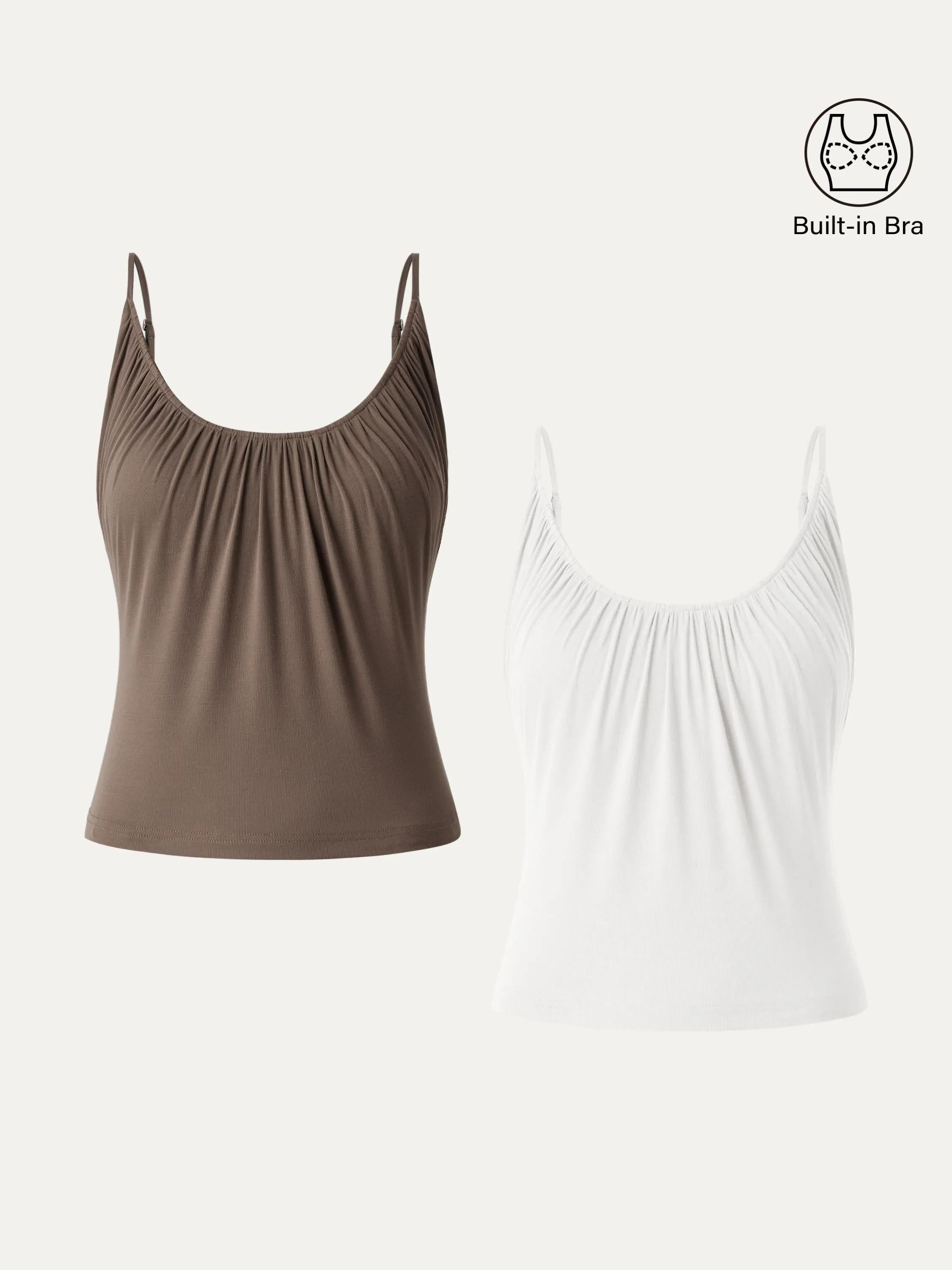 2Pcs Set Scoop Neck Gathered Spaghetti Brami Top sold by OGLmove product image thumbnail 4