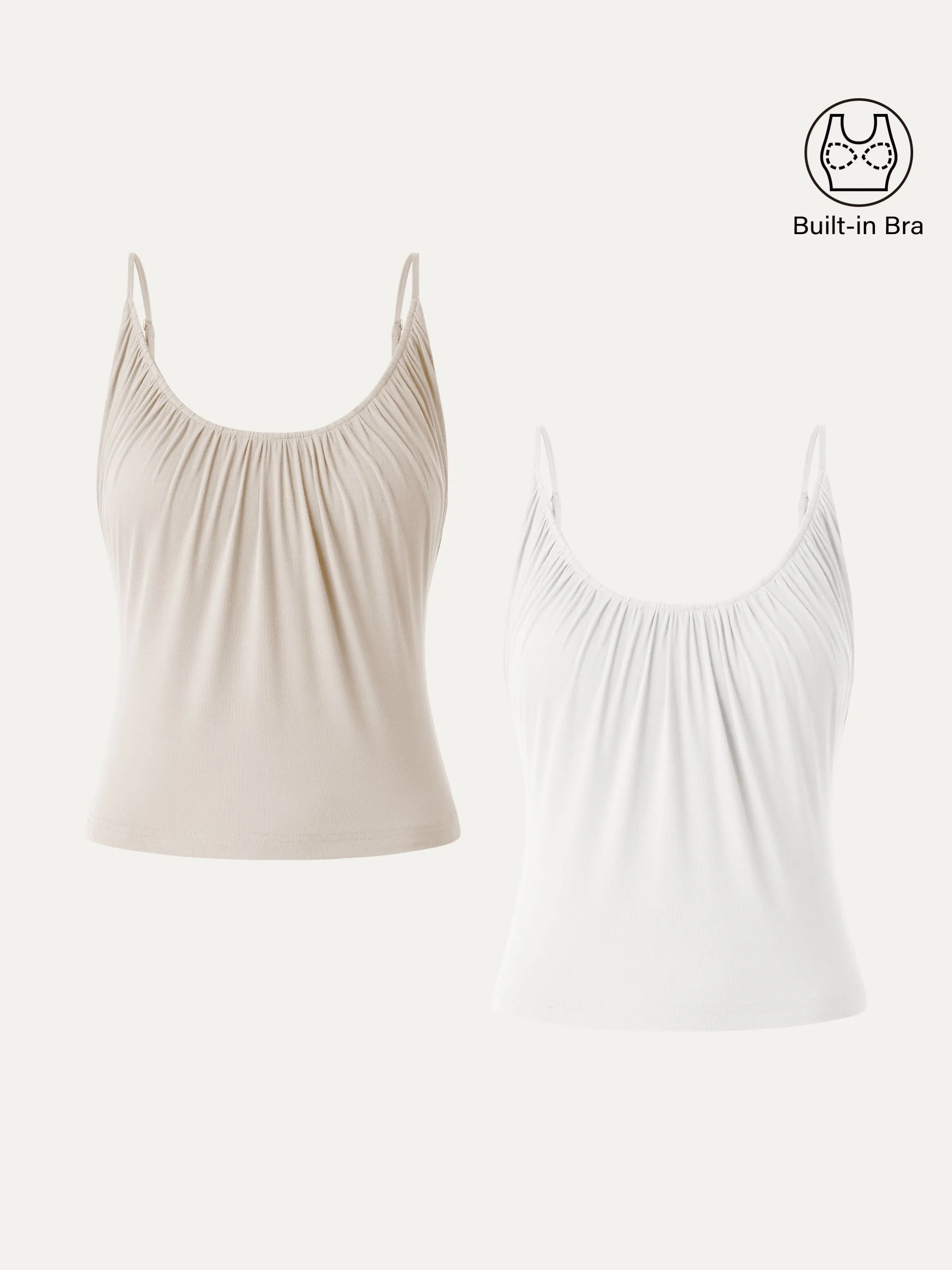 2Pcs Set Scoop Neck Gathered Spaghetti Brami Top sold by OGLmove product image thumbnail 5