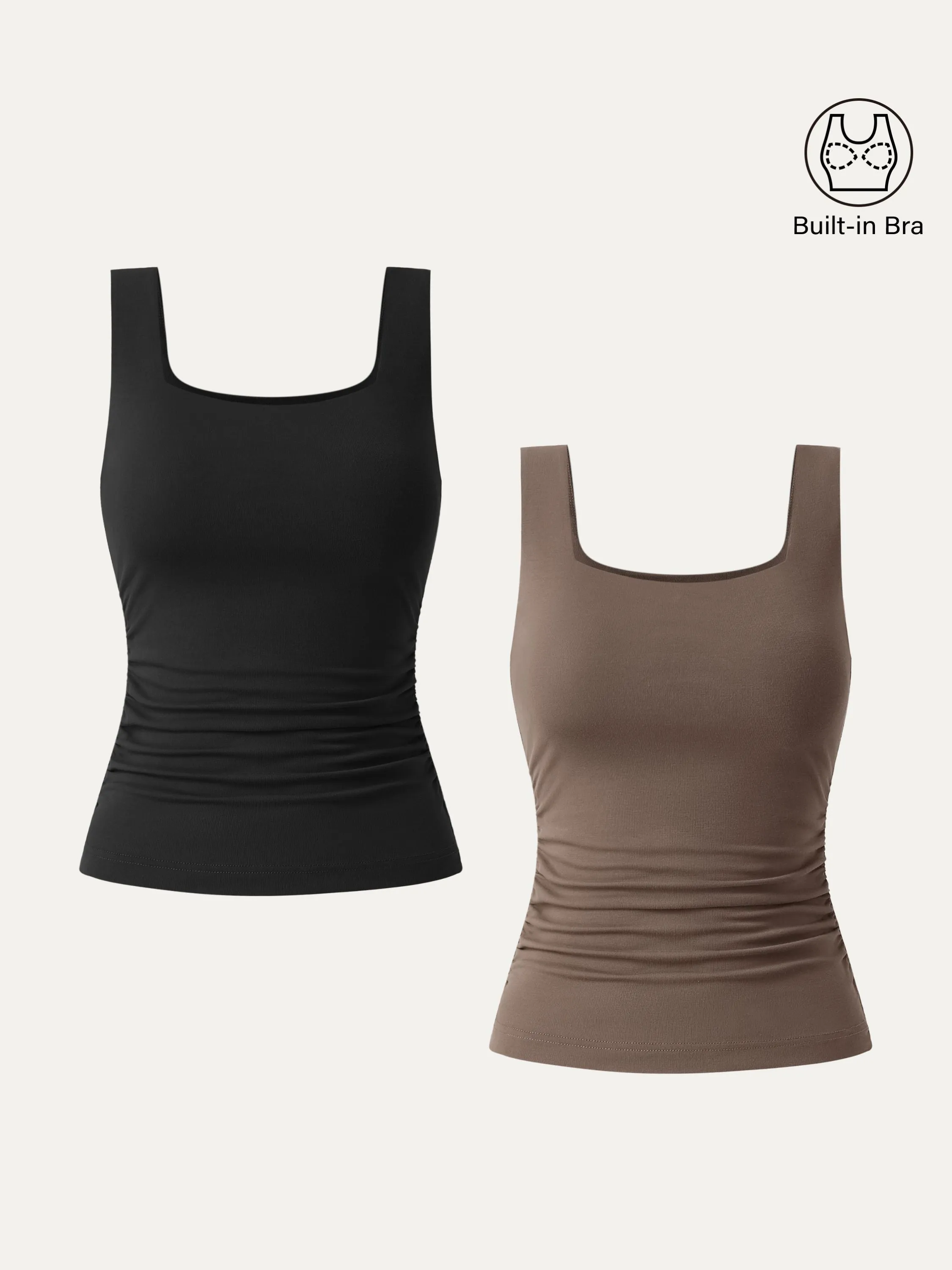 2Pcs Set Airy Square Neck Side Ruched Brami Tank sold by ogl move product image thumbnail 5