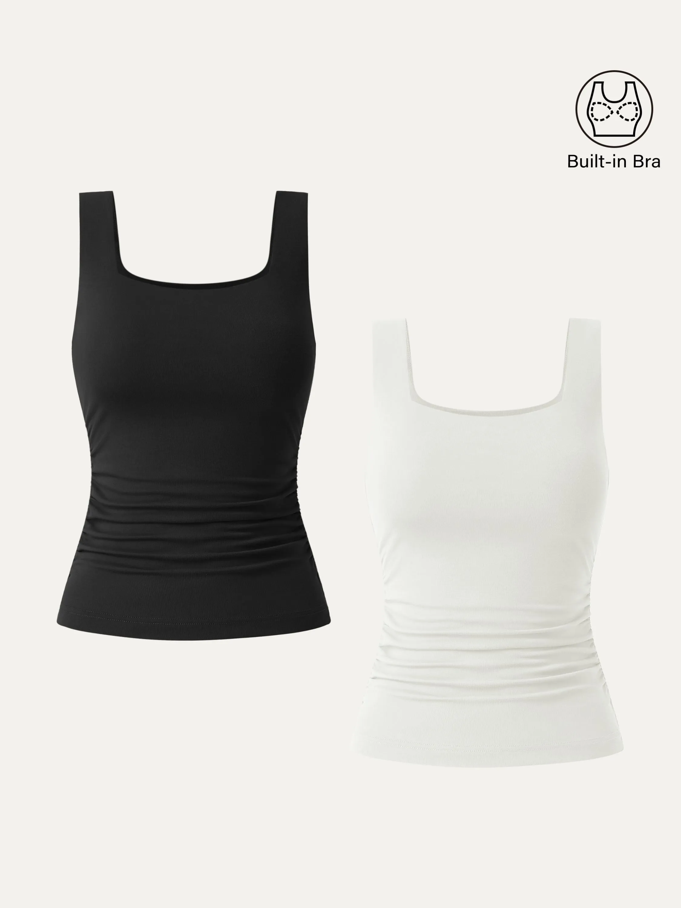 2Pcs Set Airy Square Neck Side Ruched Brami Tank sold by ogl move product image thumbnail 4