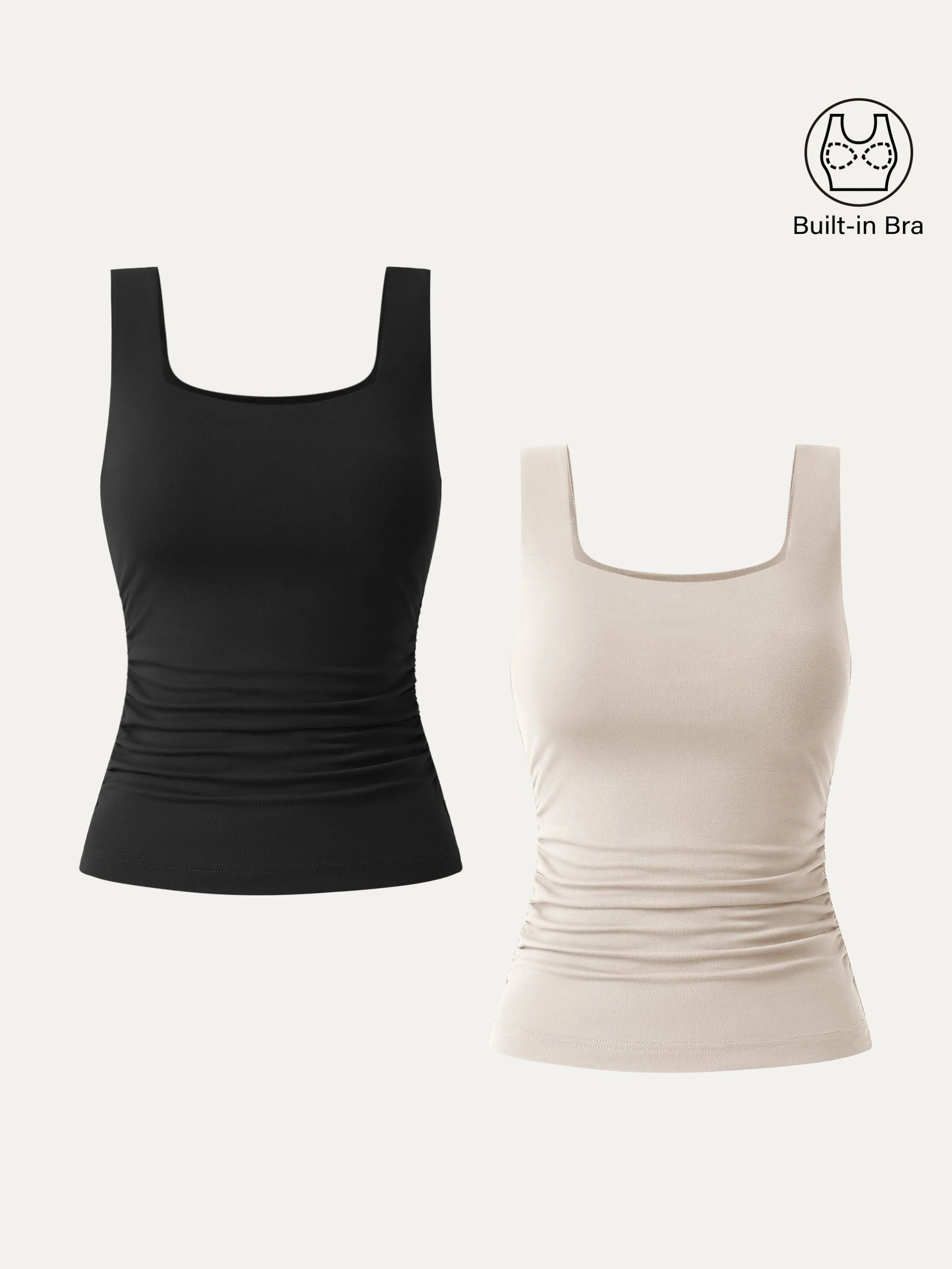 2Pcs Set Airy Square Neck Side Ruched Brami Tank sold by ogl move product image thumbnail 3