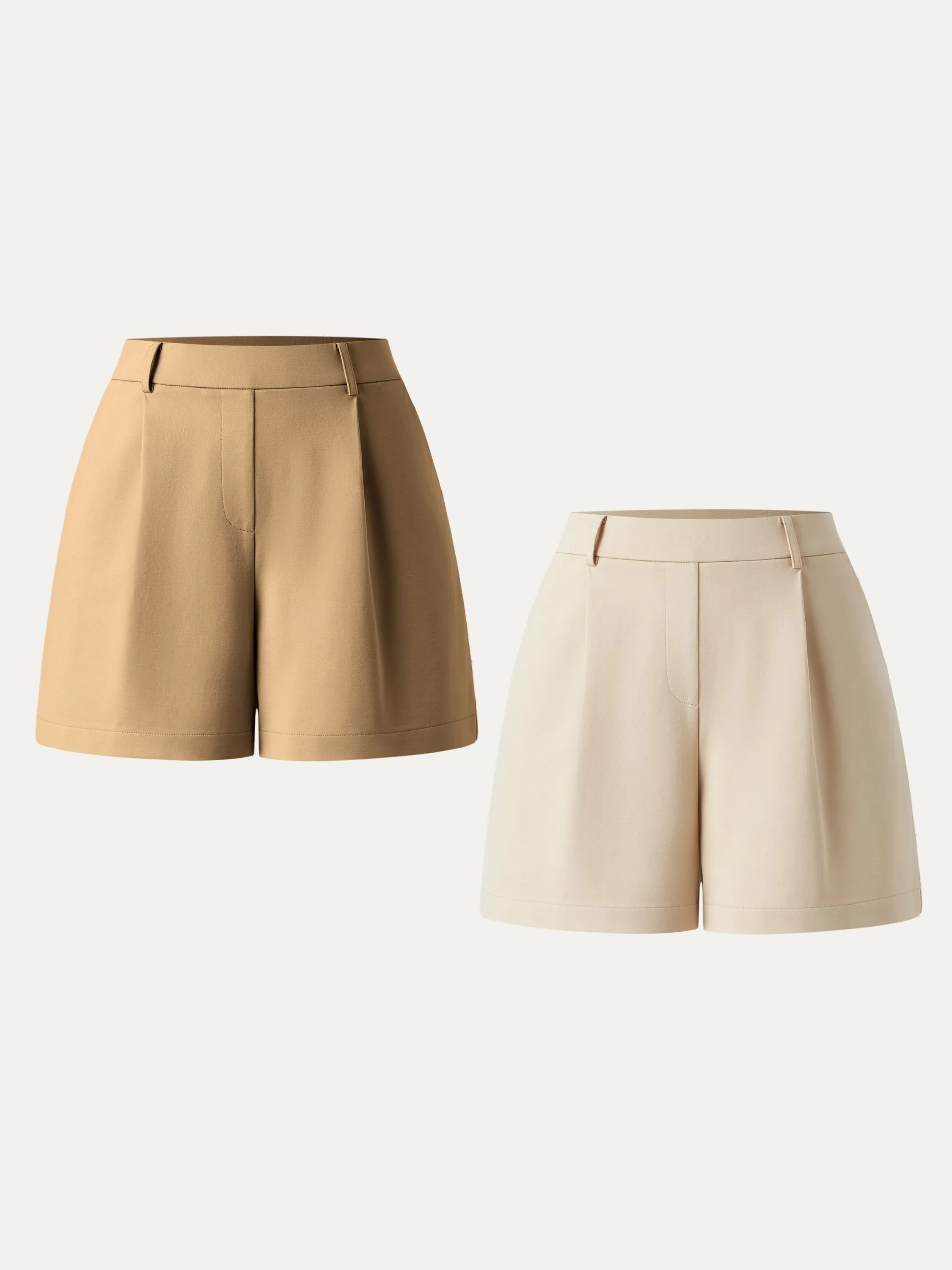 2Pcs Set Mid Rise Smart Pleated Pull-on Shorts with Pockets sold by ogl move