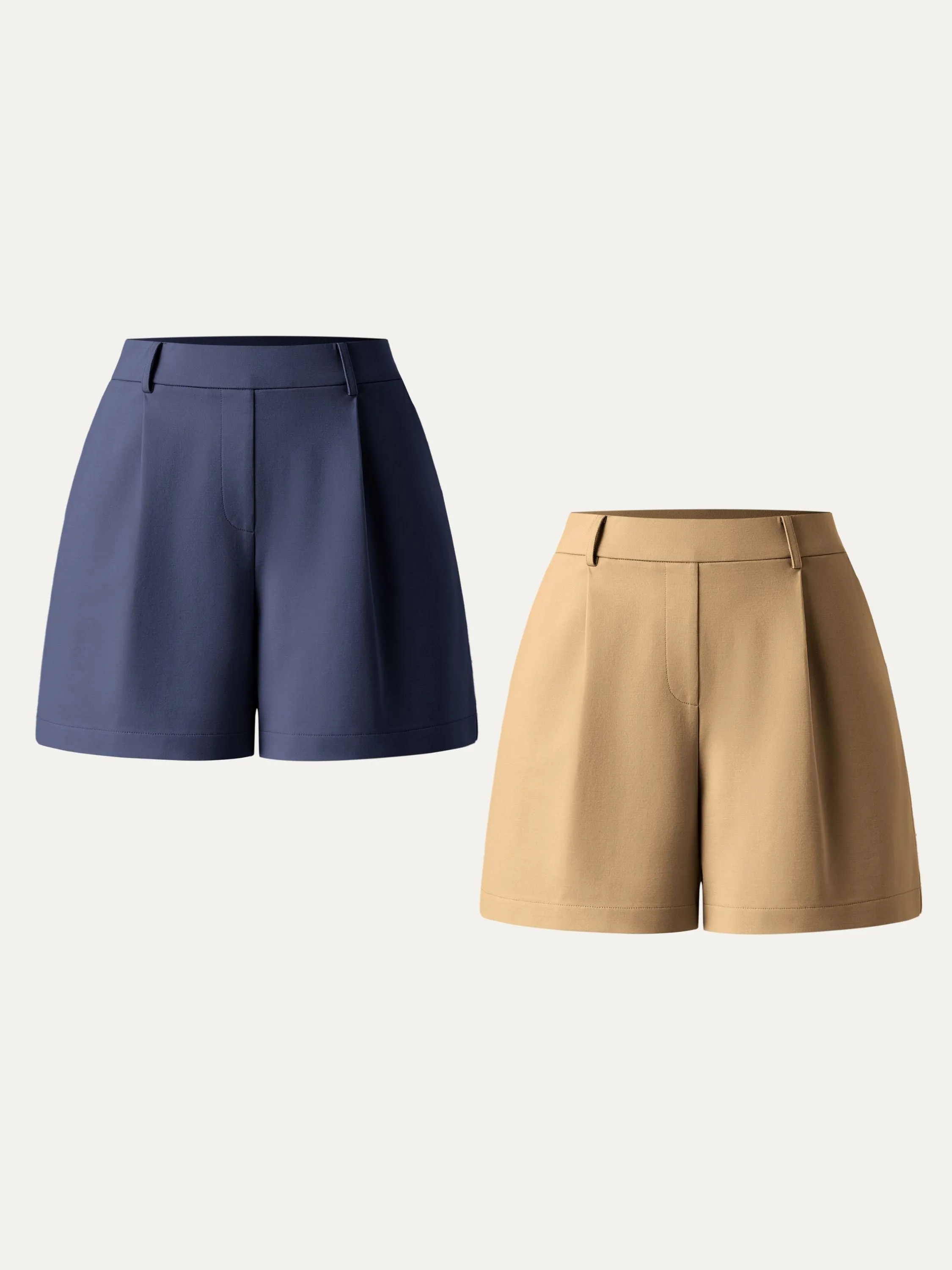 2Pcs Set Mid Rise Smart Pleated Pull-on Shorts with Pockets sold by ogl move product image thumbnail 3