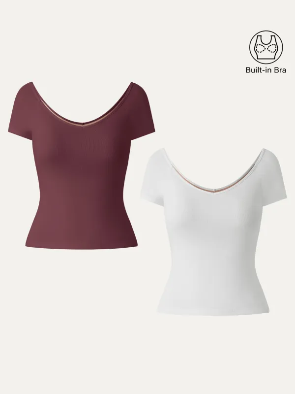 2Pcs Set Modal Raglan Sleeve Sculpt Brami Tee sold by ogl move