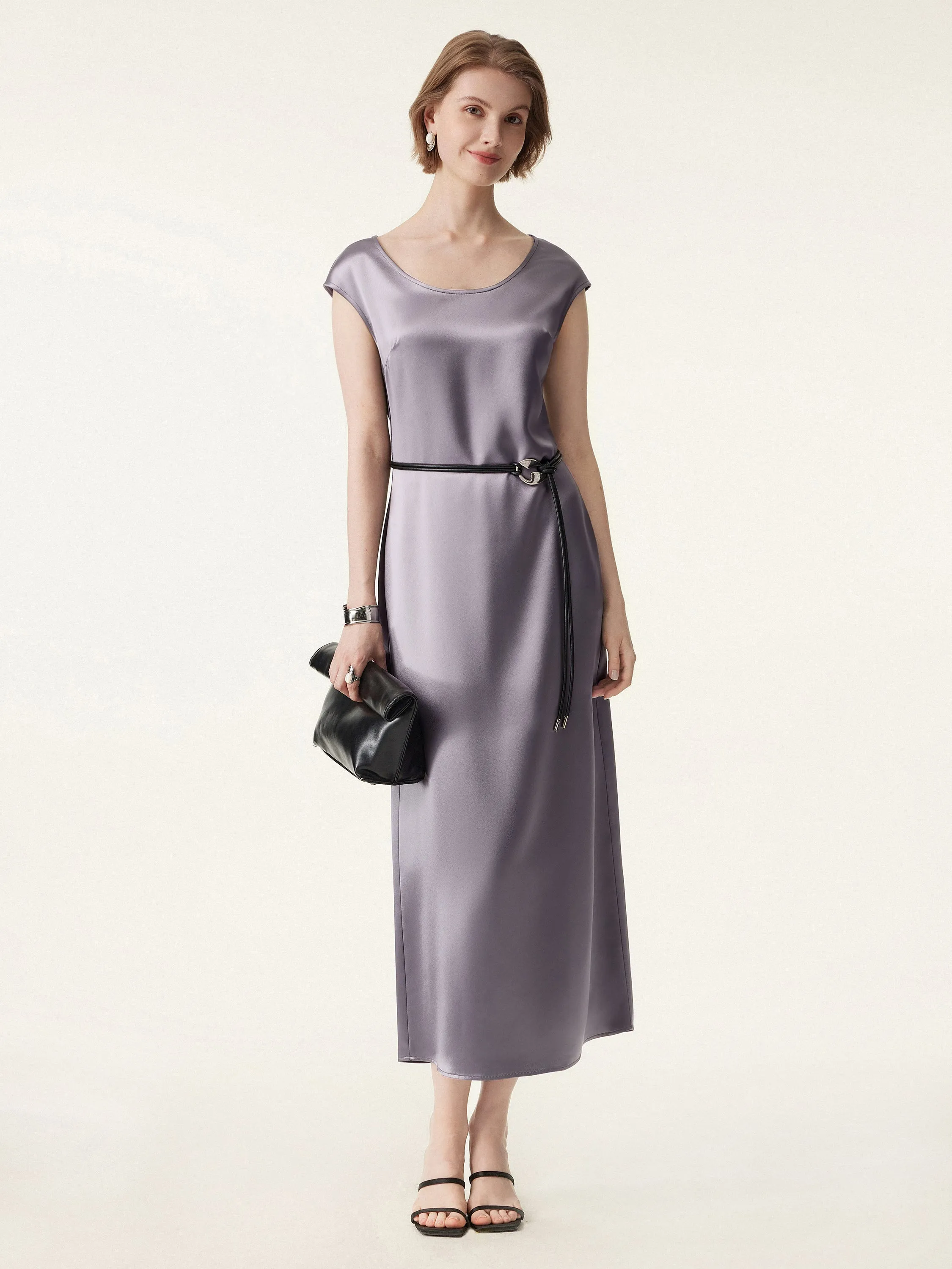 Acetate Scoop Neck Cap Sleeve Maxi Dress sold by ogl move product image thumbnail 2