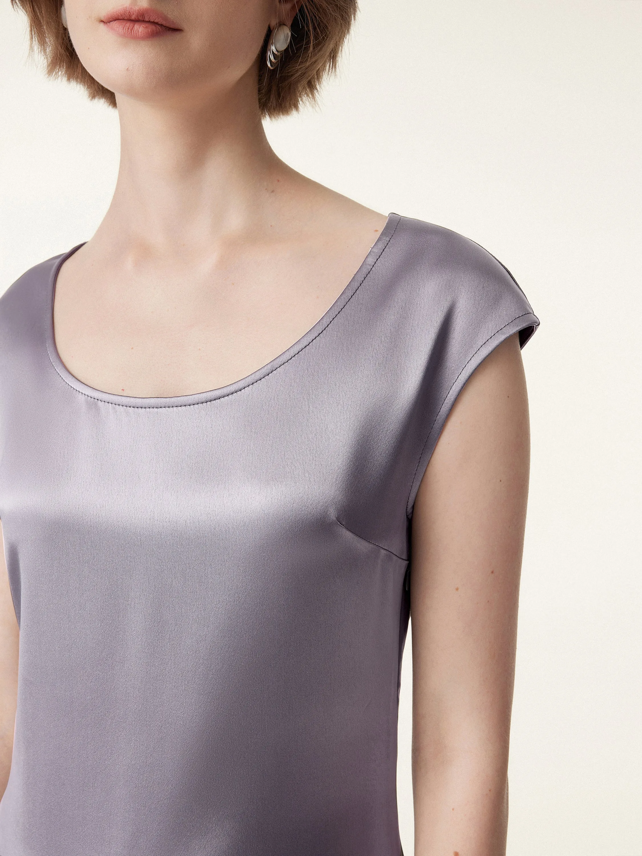 Acetate Scoop Neck Cap Sleeve Maxi Dress sold by ogl move product image thumbnail 4