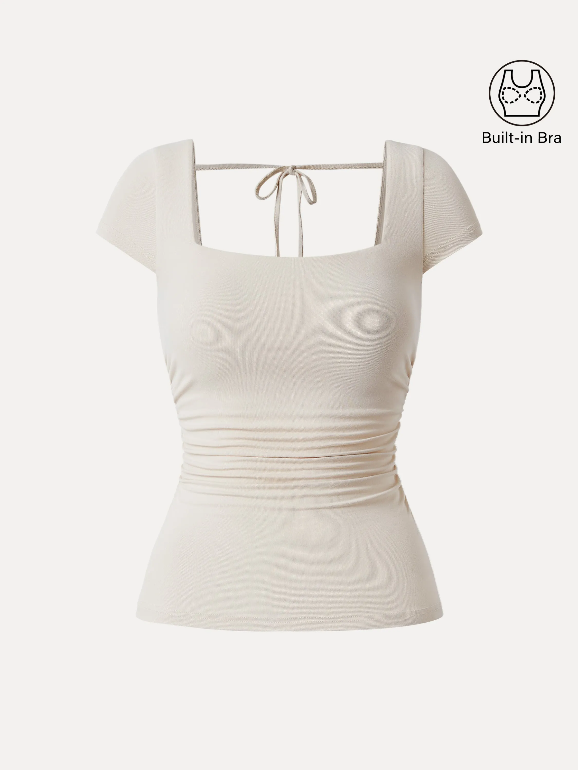 Square Neck Side Ruched Low Back New Airy Brami sold by ogl move product image thumbnail 3