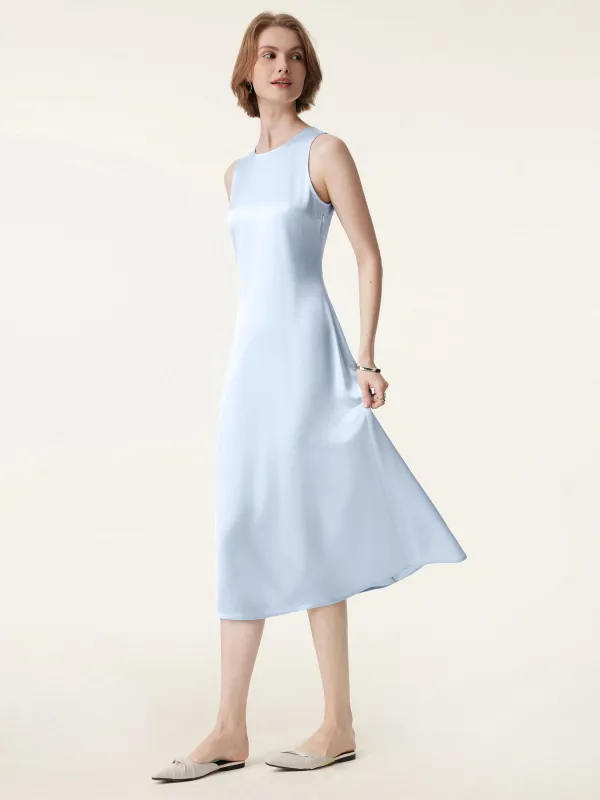 Classy Acetate Low Back Flared Midi Dress sold by ogl move