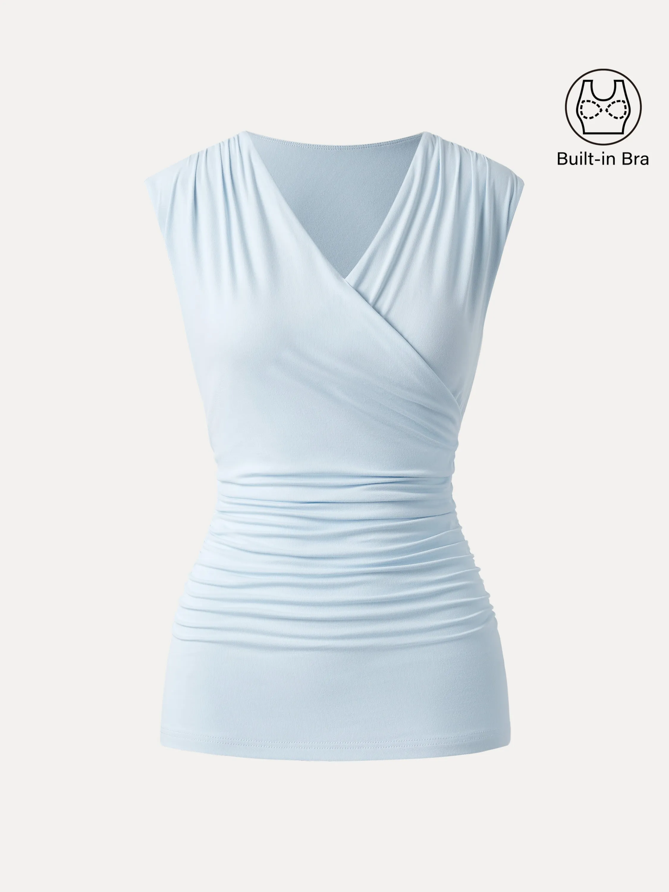 Surplice Side Ruched Long New Airy Brami Tank sold by ogl move product image thumbnail 3