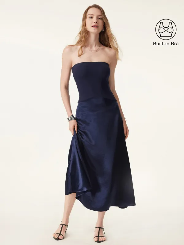 Midnight Acetate Non-slip Strapless Midi Brami Dress sold by ogl move