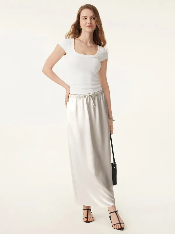Effortless Acetate A-line Maxi Skirt with Pockets sold by ogl move