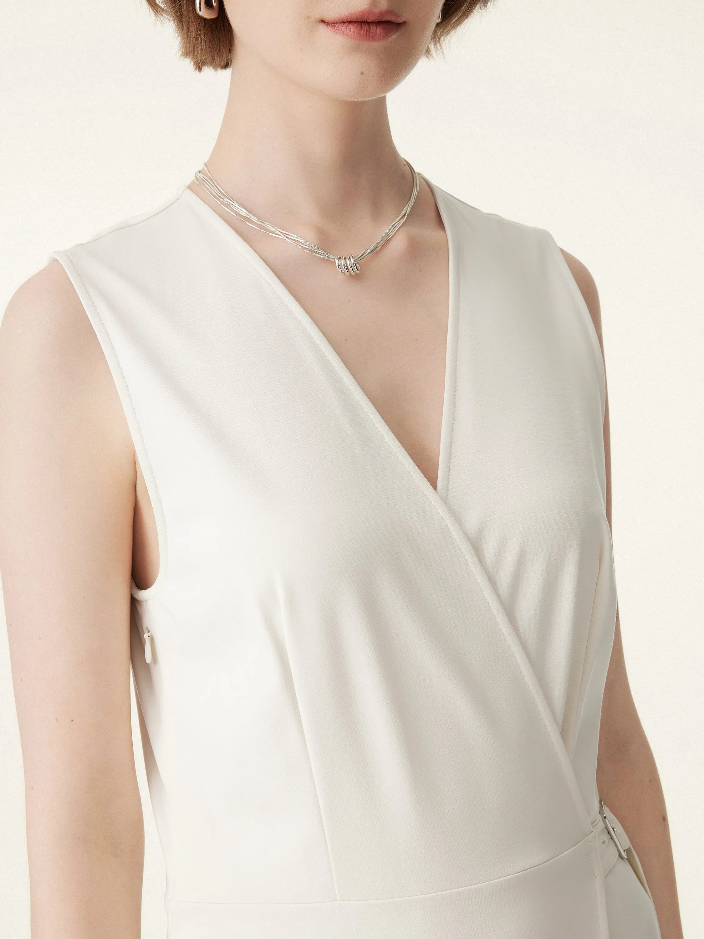 Surplice Adjustable Side-belt Midi Dress sold by ogl move product image thumbnail 4