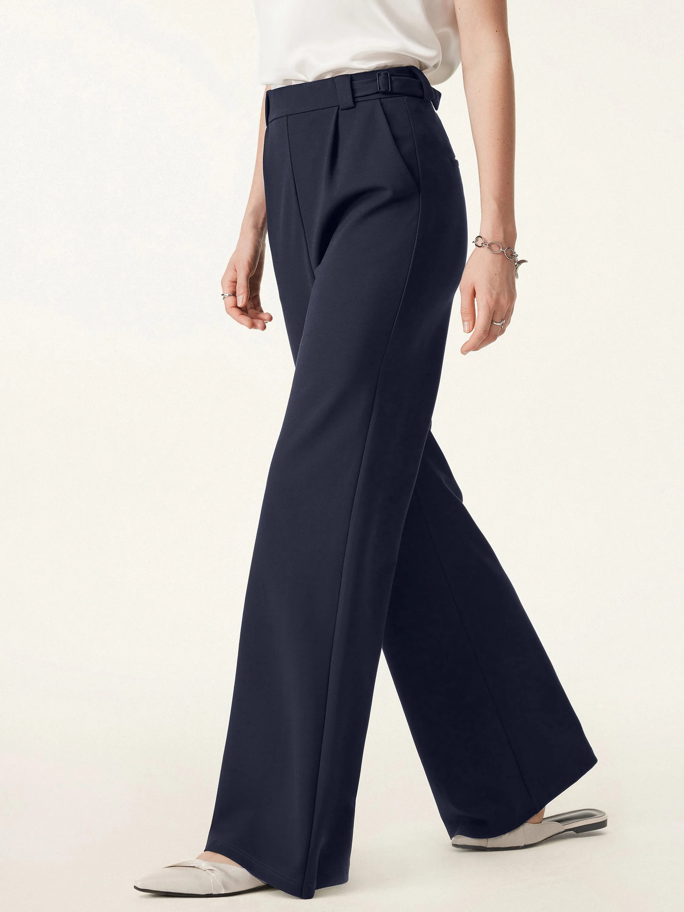 High Rise Pull-on Wide Leg Pant with Adjustable Bar sold by ogl move product image thumbnail 4