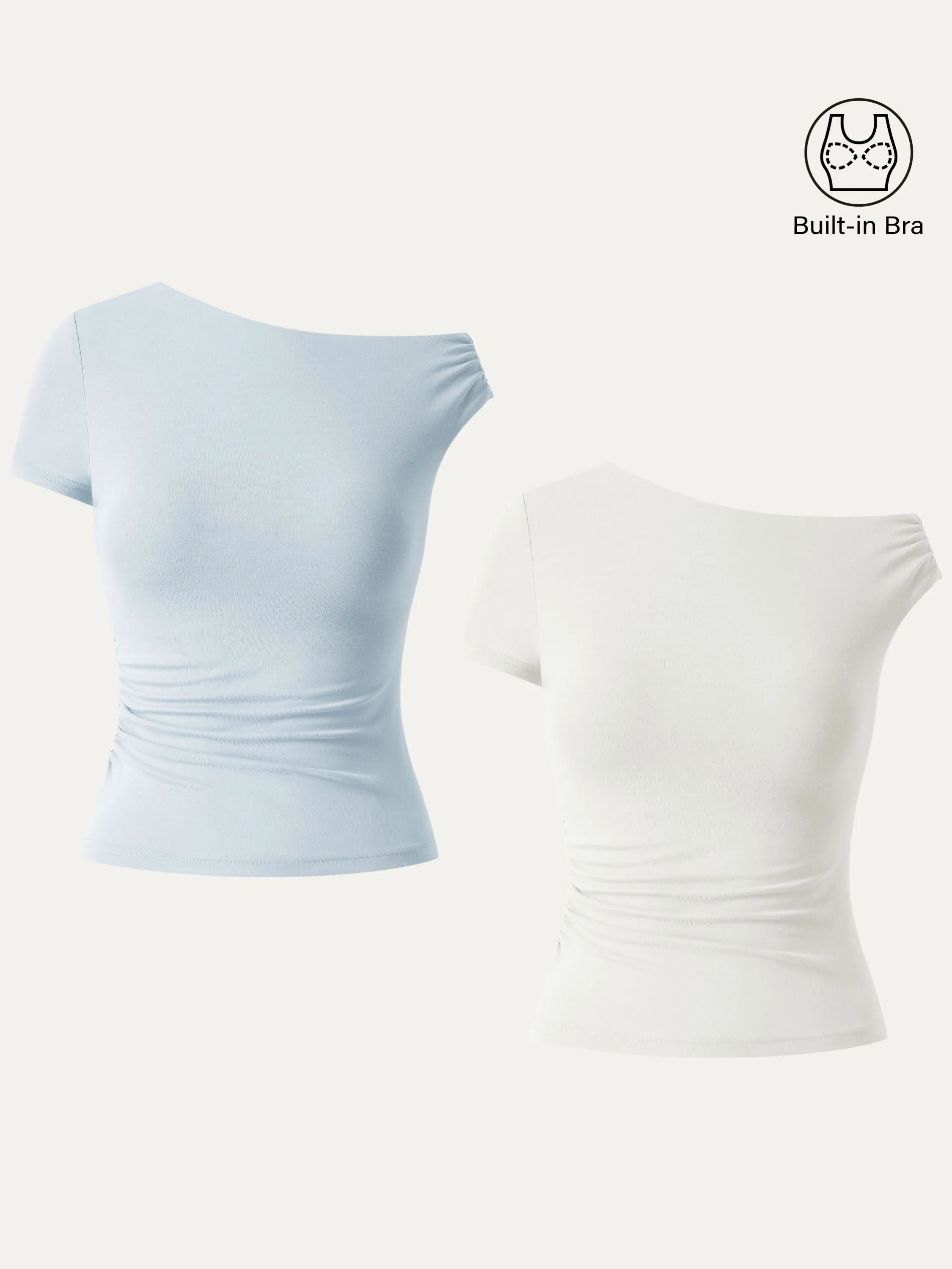 2Pcs Set Asymmetrical Cold Shoulder New Airy Brami Top sold by ogl move