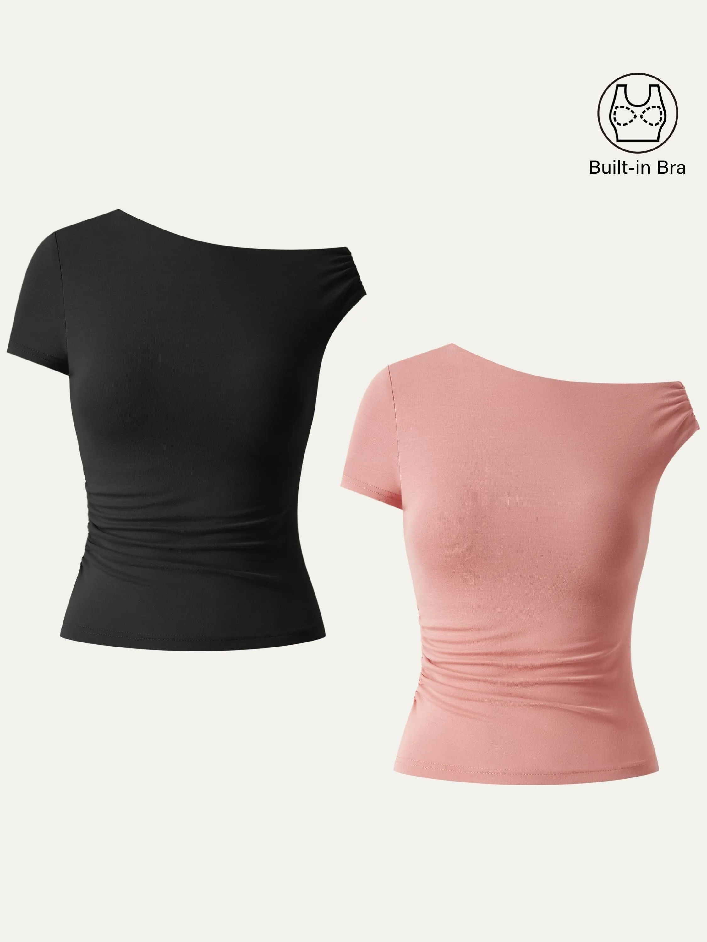 2Pcs Set Asymmetrical Cold Shoulder New Airy Brami Top sold by ogl move product image thumbnail 4